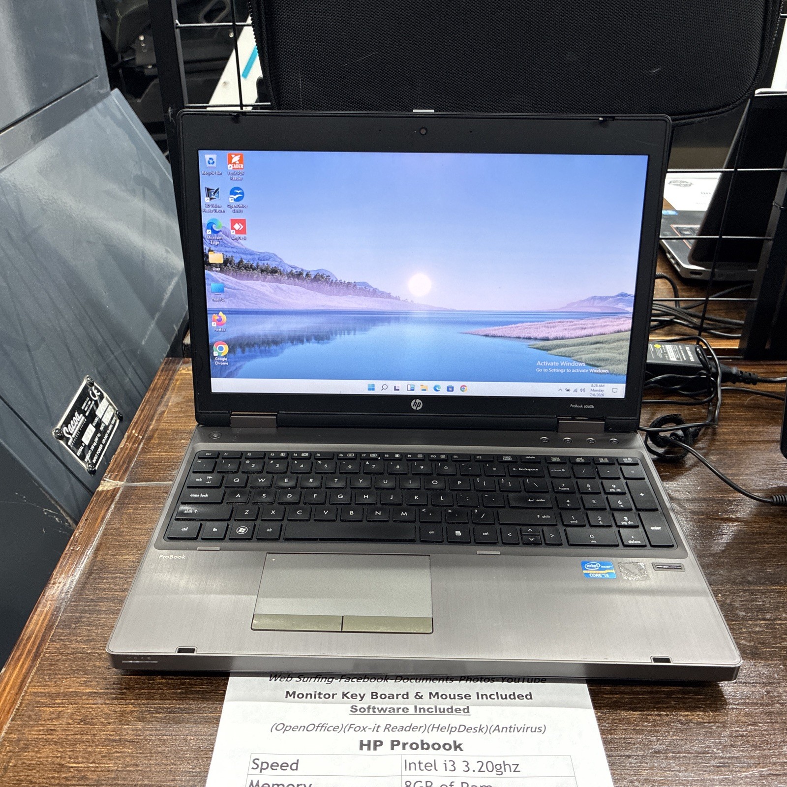 HP ProBook 6560b 15.6″ Intel Core I3 Processor 8gb RAM 320gb HD Black Laptop