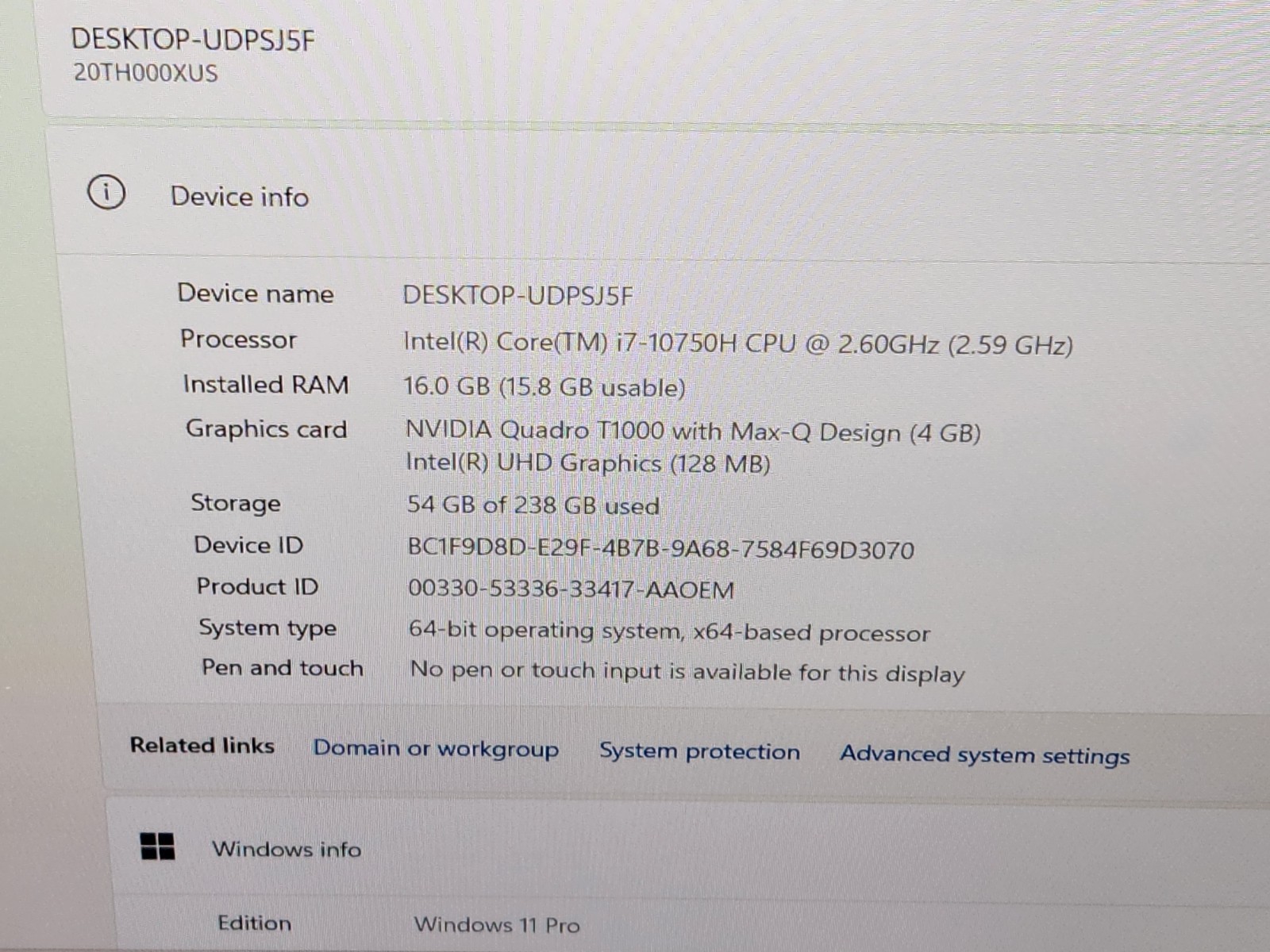 Lenovo ThinkPad P1 Gen 3 15.6 FHD i7-10750H 16GB Quadro T1000 EXCELLENT BATTERY~