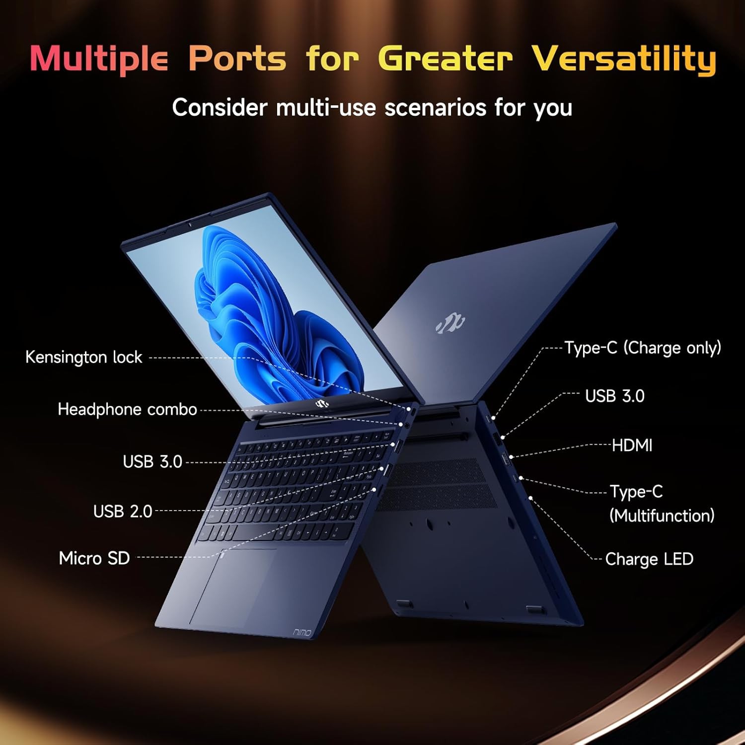 NIMO 15.6″ Laptop 4/8GB RAM 128/256/512GB SSD Intel Quad-Core N100 Fingerprint