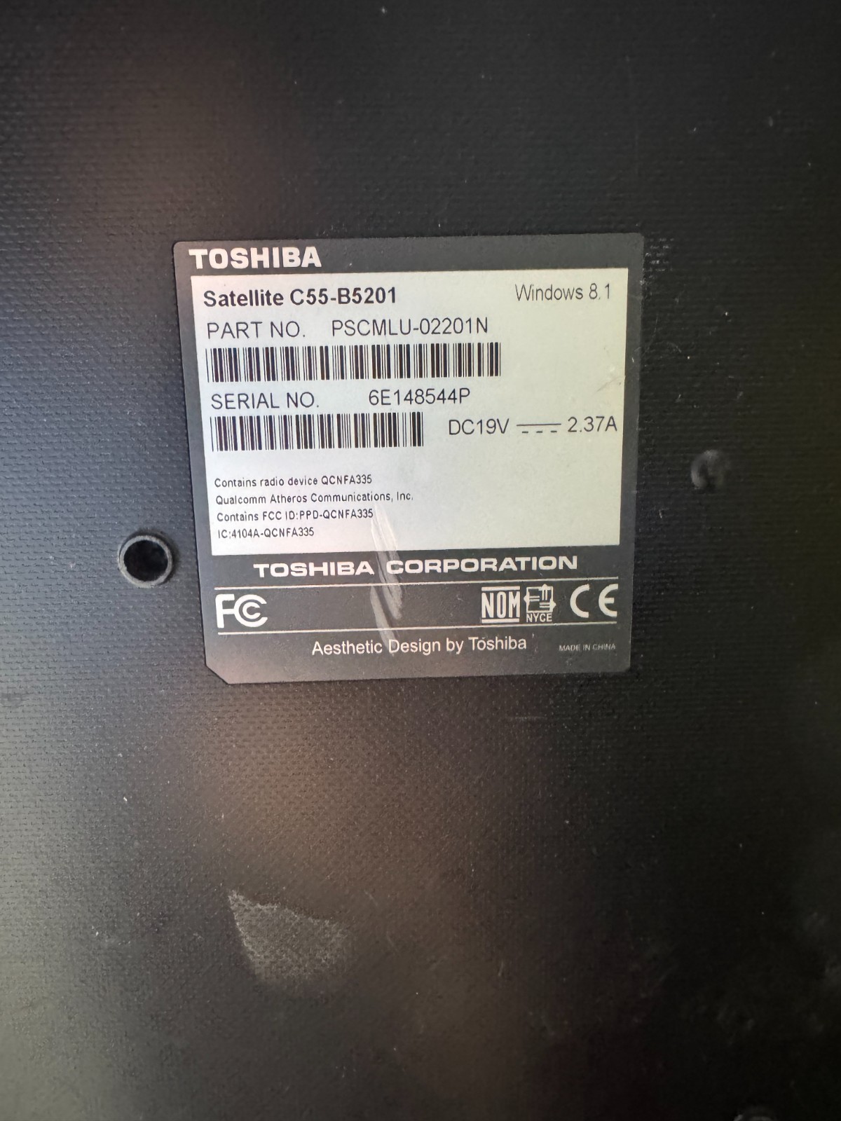 Toshiba Satellite C55 Celeron N2830, 4GB RAM, 500GB HDD Laptop #4113