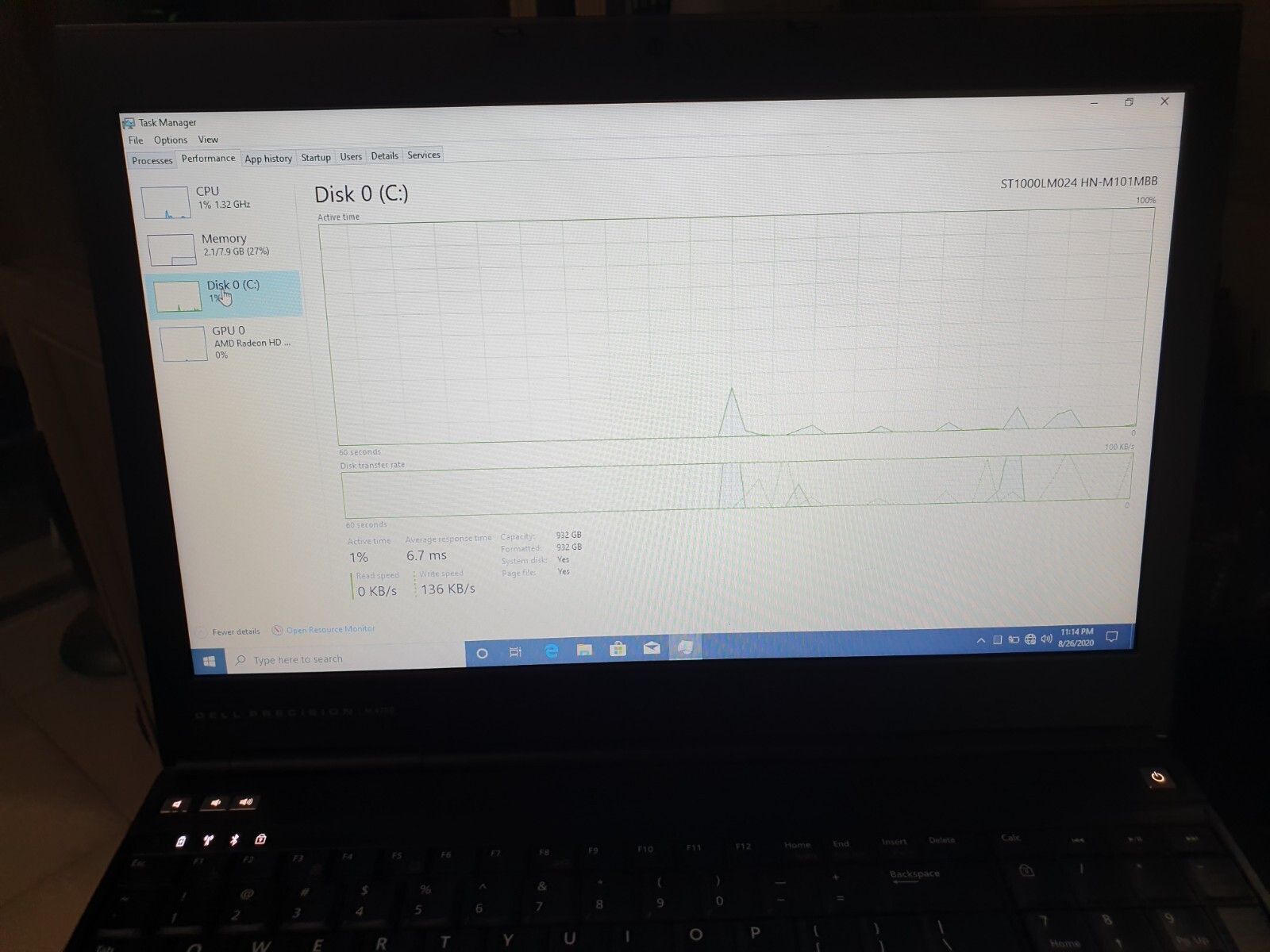 Dell Precision M4700 FHD Core i5-3320M 2.60 GHz 8GB RAM 1TB HDD AMD M7700 Win 10