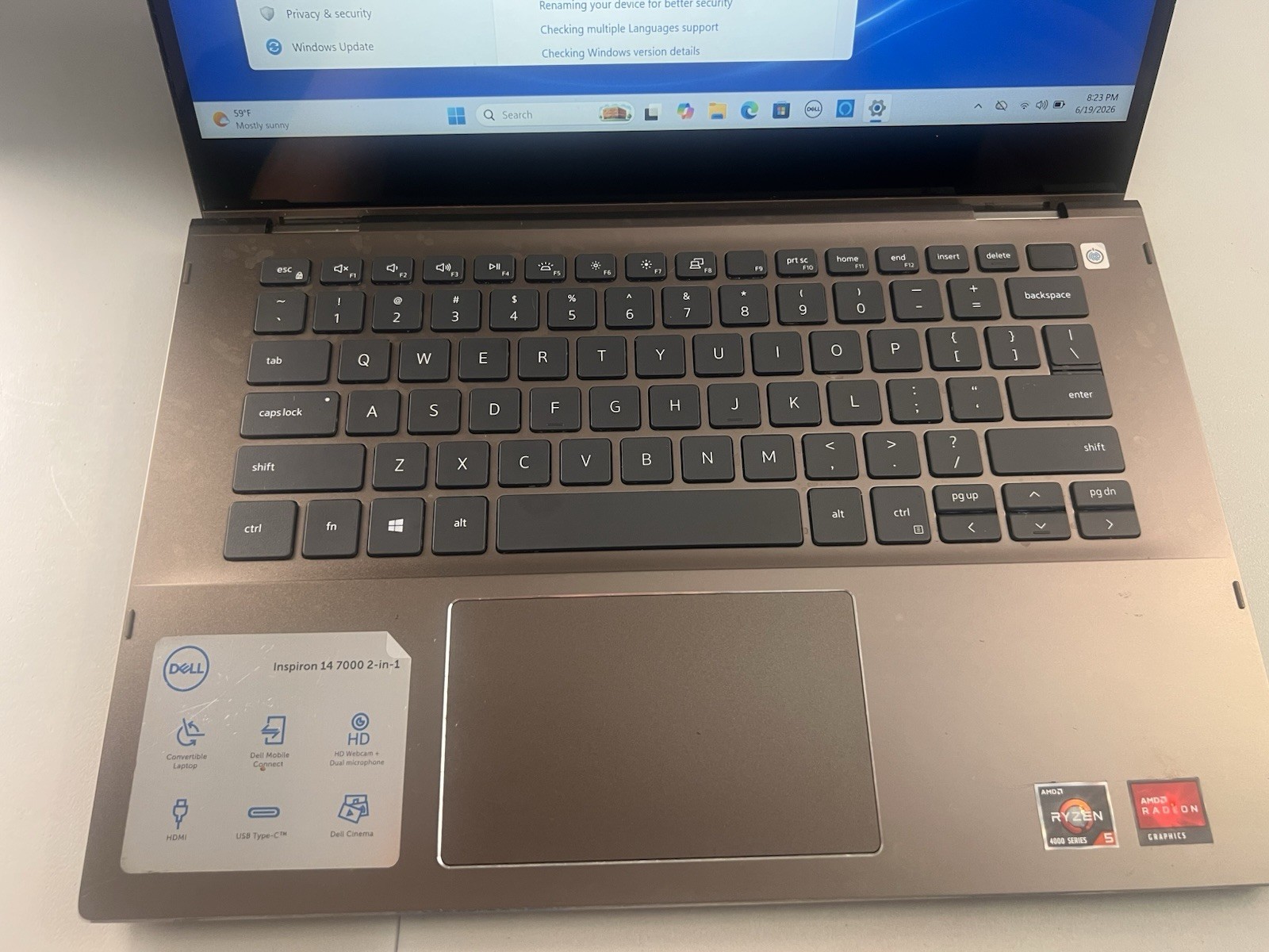 Dell Inspiron 7405 2-in-1 14″ Touch Ryzen 5 4500U 8GB RAM 256GB SSD Laptop WORKS