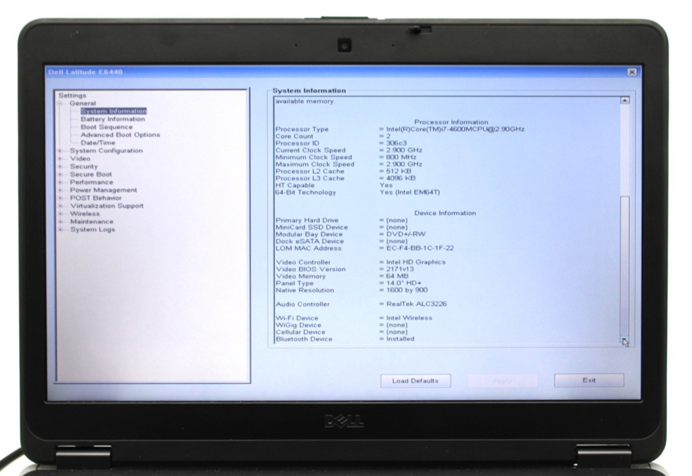 Dell Latitude E6440 i7-4600M@2.9GHz 8GB DDR3 NO STORAGE OR OS *USED/TESTED*