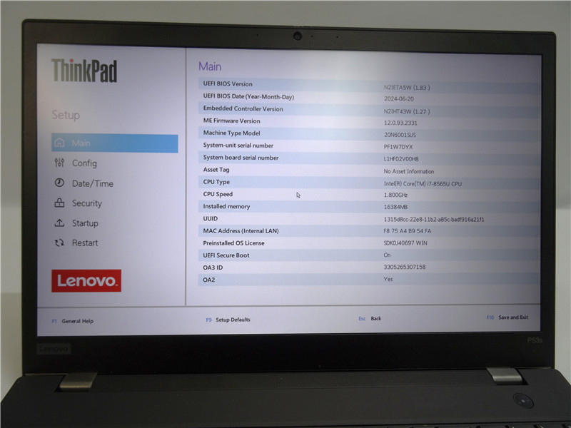 Lenovo ThinkPad P53s Laptop i7-8565U 1.8GHz 16GB 512GB SSD Win10 COA Grade C