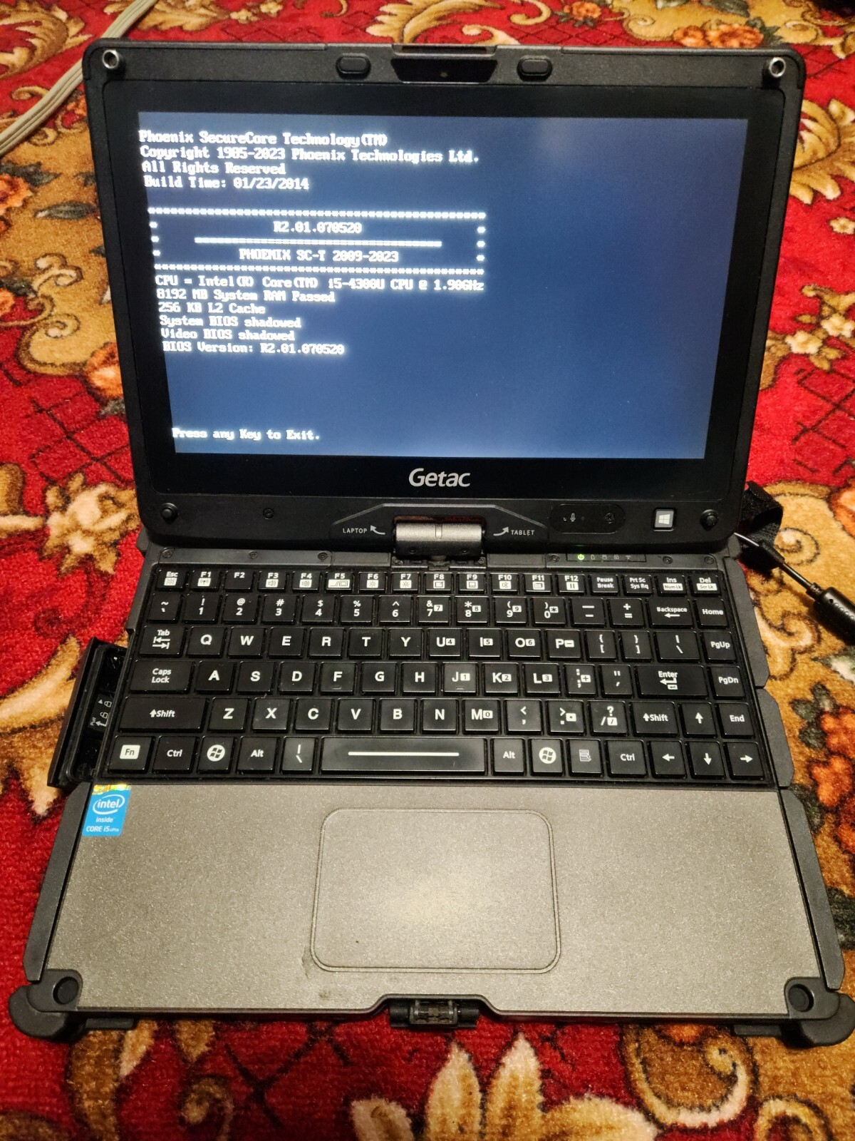 GETAC V110 CORE i5-4300U + 128gb SSD m.2 + caddy + 2x batteries + Charger