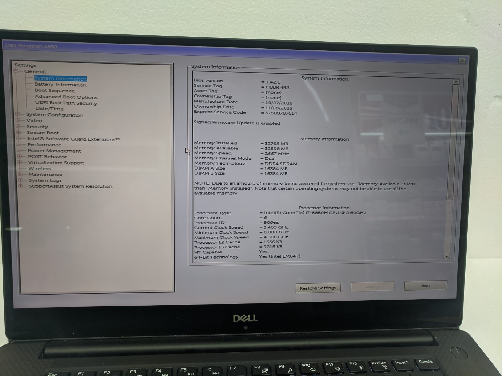 Dell Precision 5530 Laptop – i7-8850H | 32GB RAM | 512GB NVMe | 4K UHD Touch