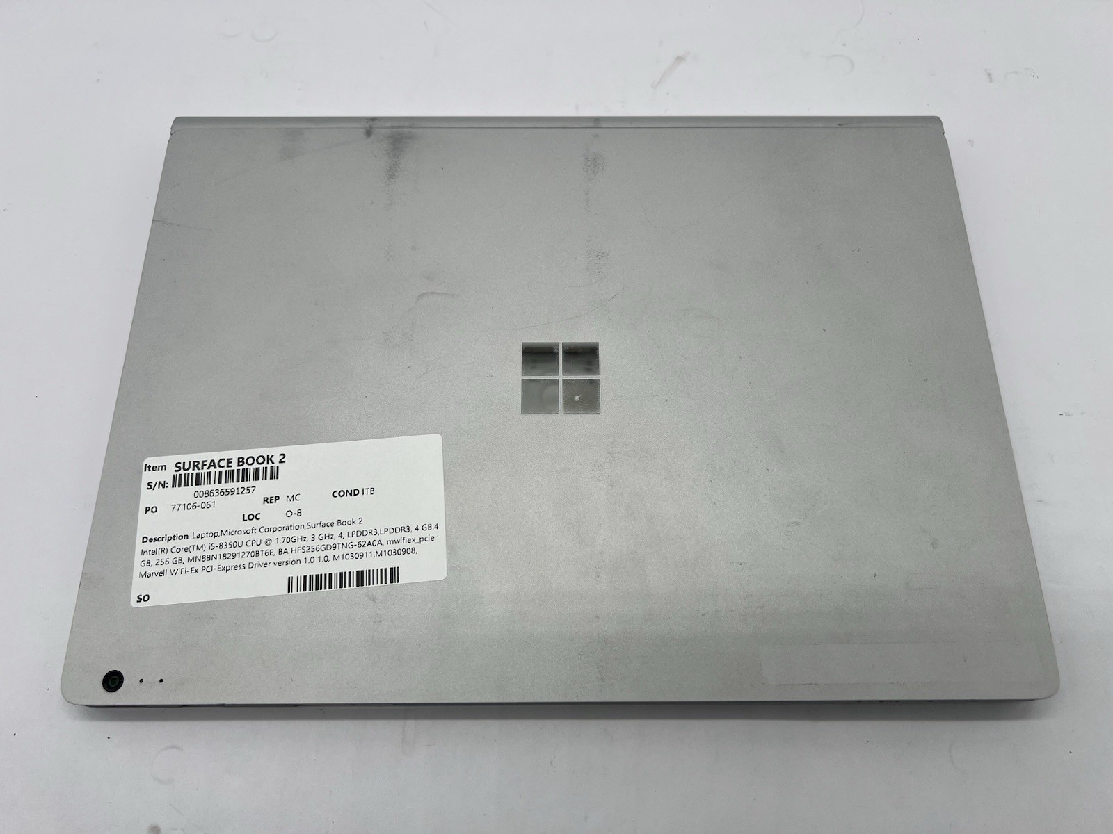 Microsoft Surface Book 2, Core i5-8350U, 1.70GHz, 8GB RAM, 256GB NVMe-No OS/AC