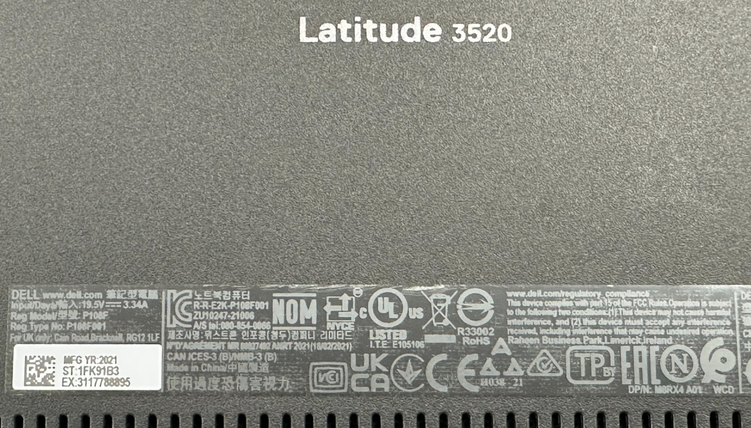 DELL LATITUDE 3520 LAPTOP CORE i5-1135u @ 2.40Ghz 16GB RAM 588GB SSD (lp616)