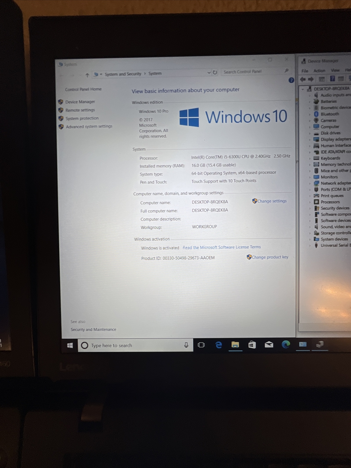THinkpad T460 14″ FHD touch screen,i5-6300U,16GB/480GB SSD,Win 10. Ready to Use