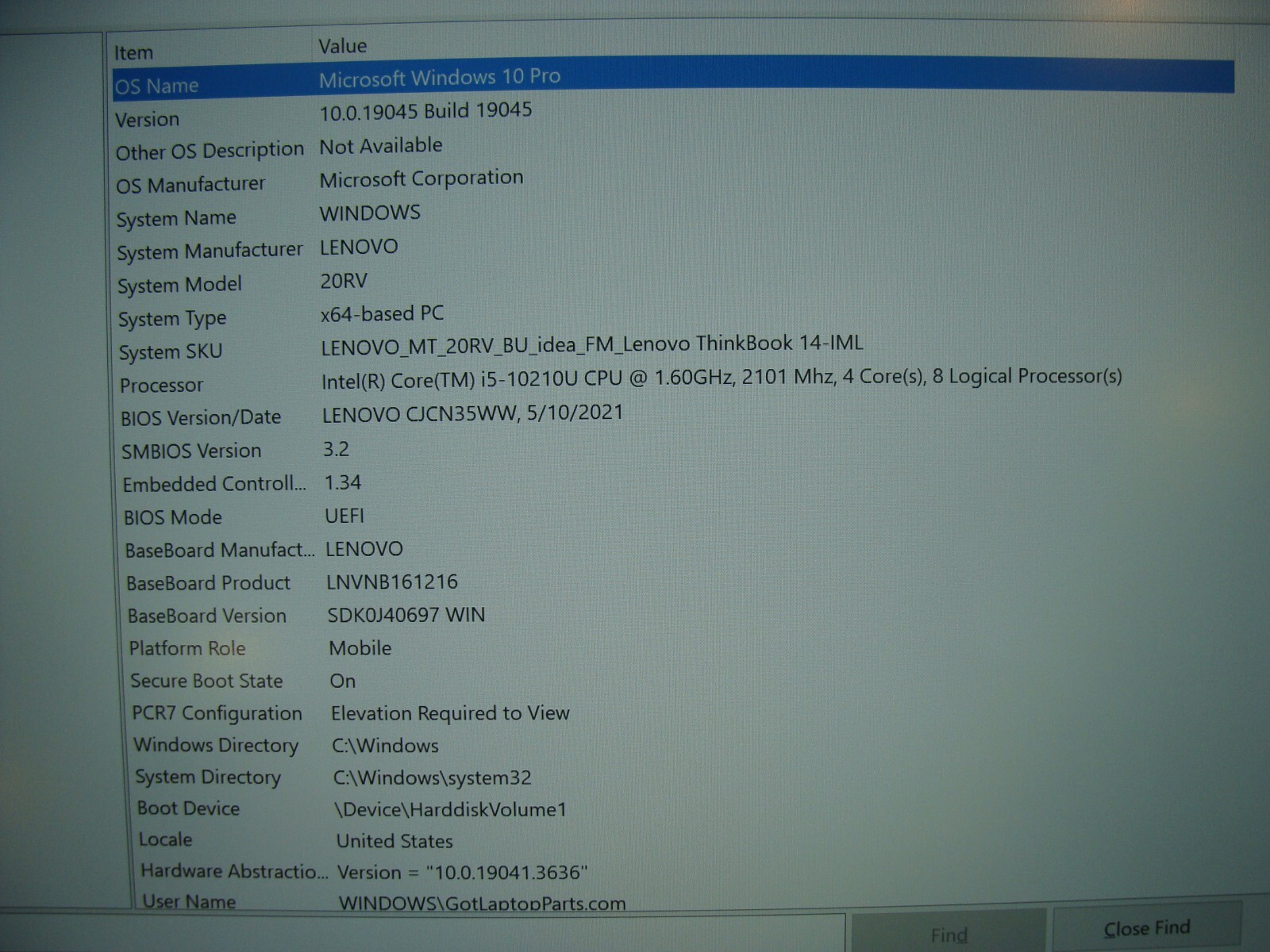 Lenovo ThinkBook 14-IML FHD i5-10210U 1.60GHz 8GB 256GB SSD PWR battery +Charger