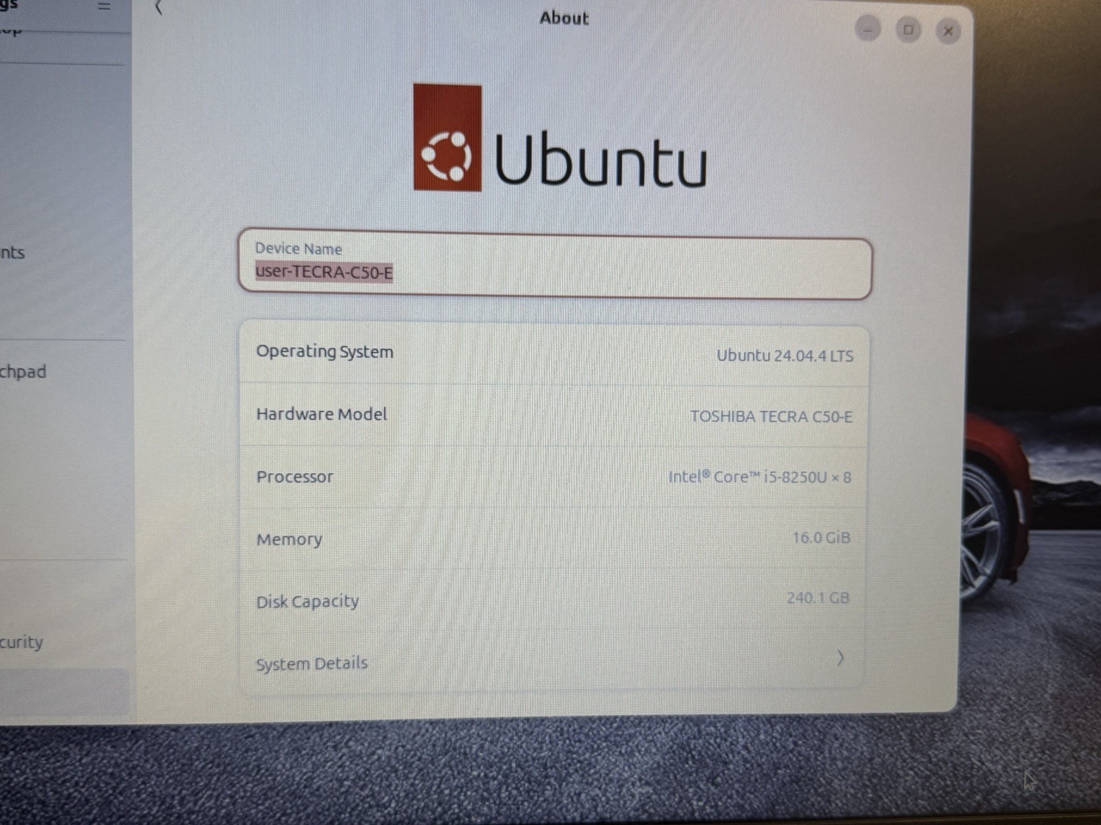 Toshiba Tecra C50-E i5-8250U 16GB RAM 240GB SSD Ubuntu 24.04 Laptop DVD-RW