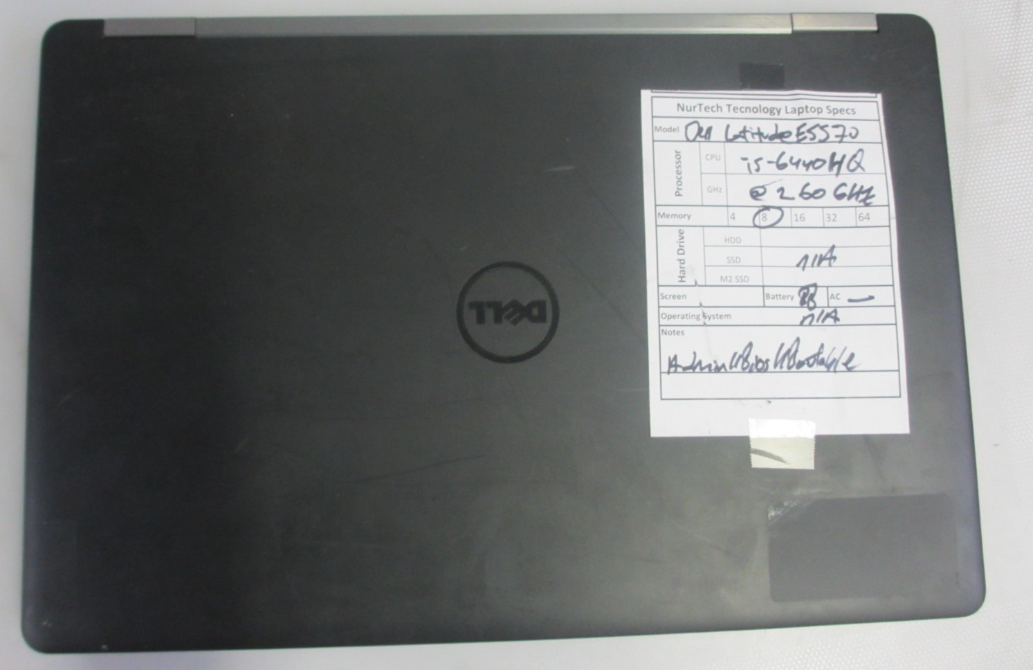 Dell Latitude E5570 15.6″ i5-6440HQ 2.60GHz 8GB Laptop NO OS/ HDD/AC READ