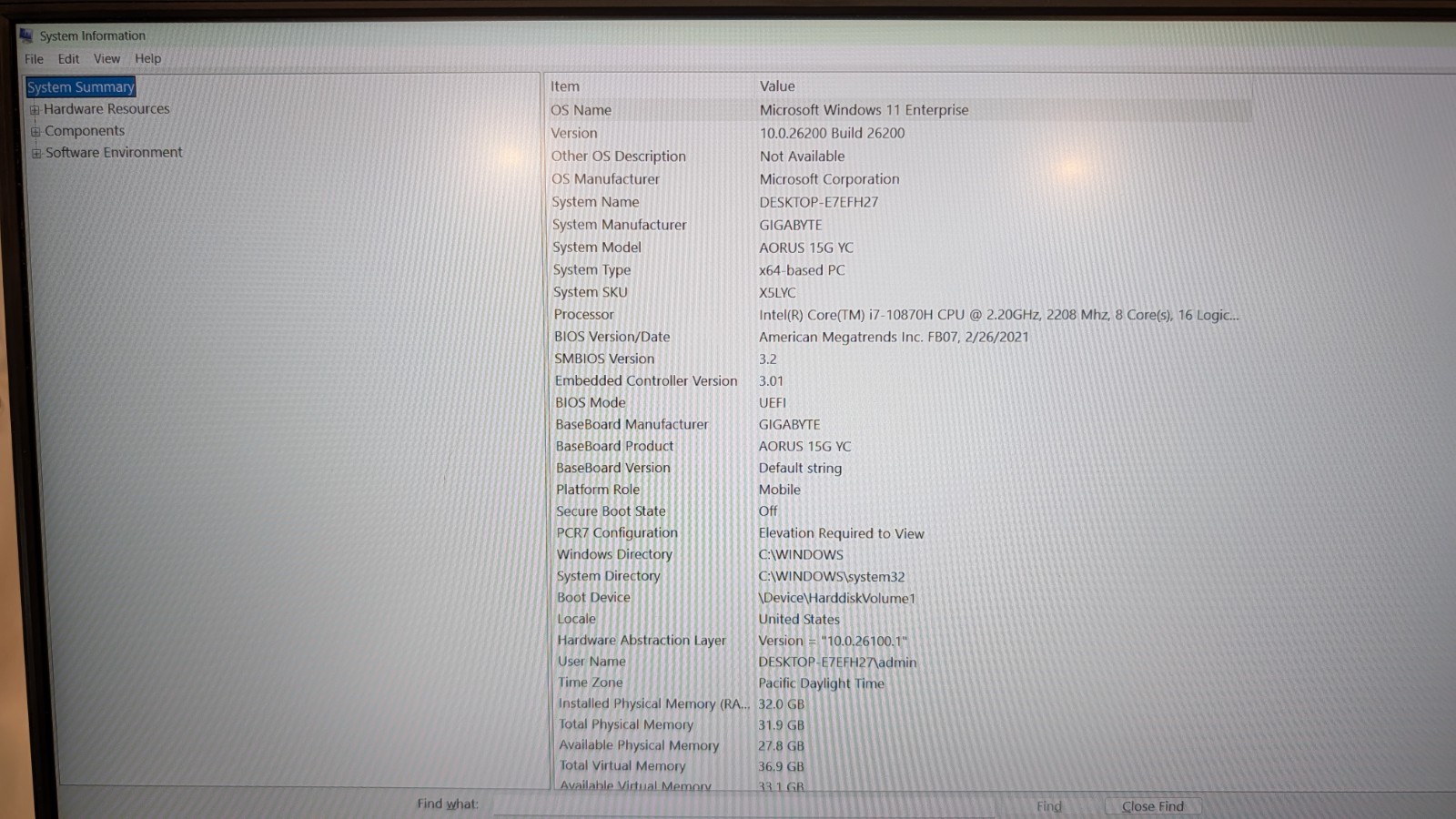 GIGABYTE AORUS 15G YC 15.6″ 240Hz Laptop RTX 3080 i7-10870H 32GB RAM Win 11 Ent