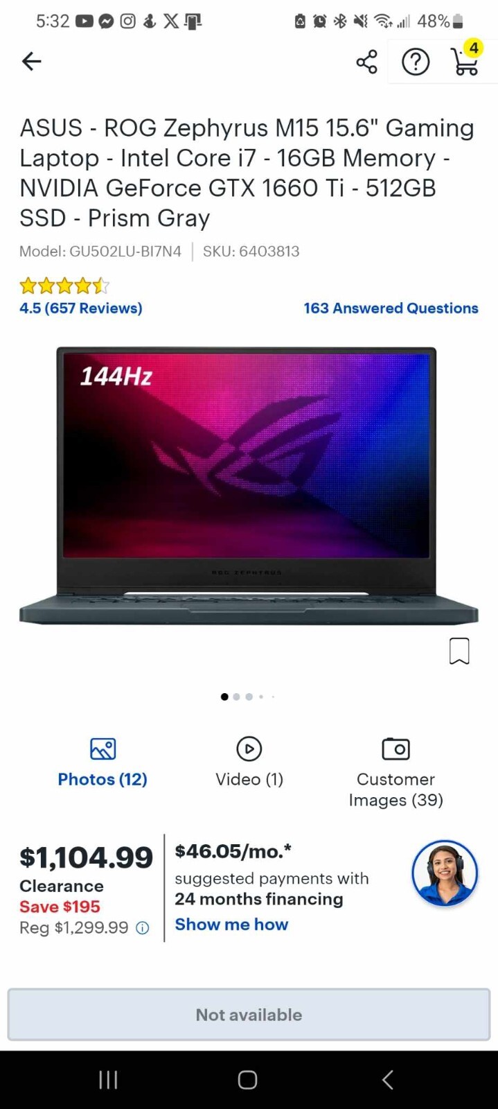 ASUS – ROG Zephyrus M15 15.6″ Gaming Laptop – Intel Core i7 – 16GB Memory