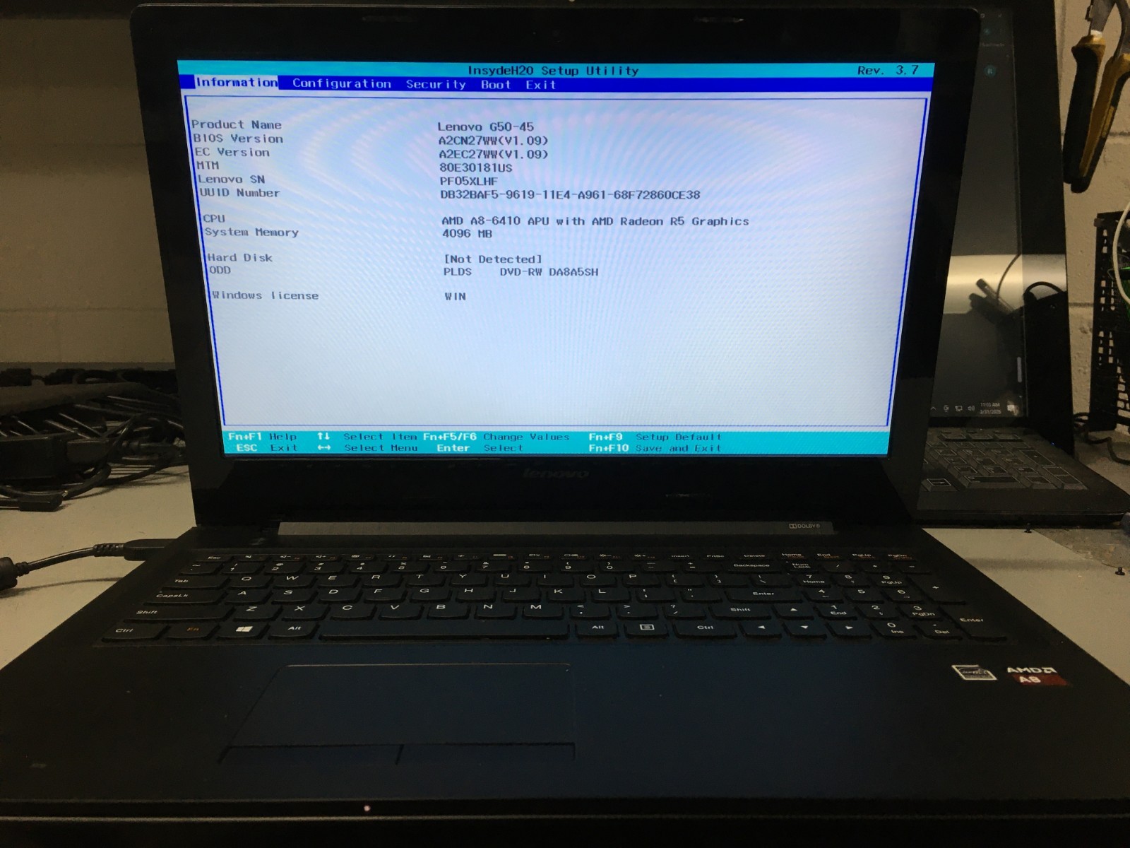 Lenovo G50-45 15.6″ AMD A8-6410@2.0GHz 4GB RAM NO HD/OS *BIOS/No battery* LP417