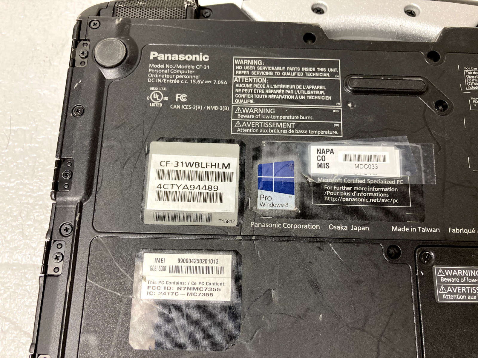 Panasonic CF-31 Core i5-3340M @2.70GHz 12GB RAM NO SSD w/ Caddy Bio Lock