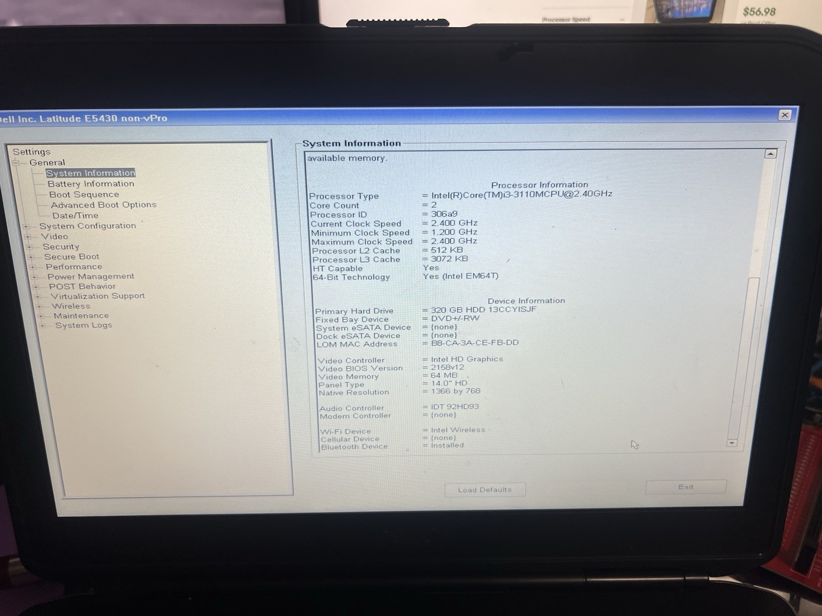 Dell Latitude E5430 Laptop 2.30 GHZ 4gb RAM Core I3 320 Gb HDD Windows 10 Pro