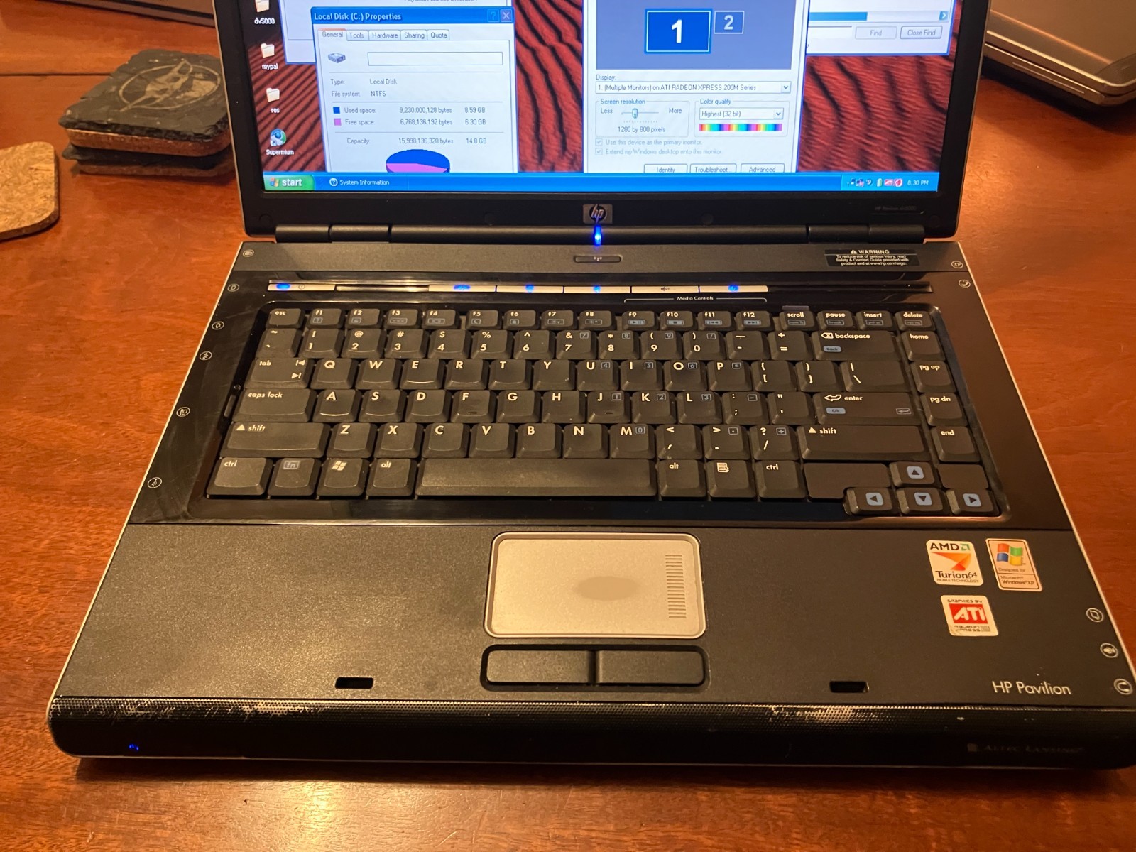 HP Pavilion DV5000 Laptop Turion 64 1.79Ghz 2GB RAM 16GB SSD Win XP Wifi ATI GPU