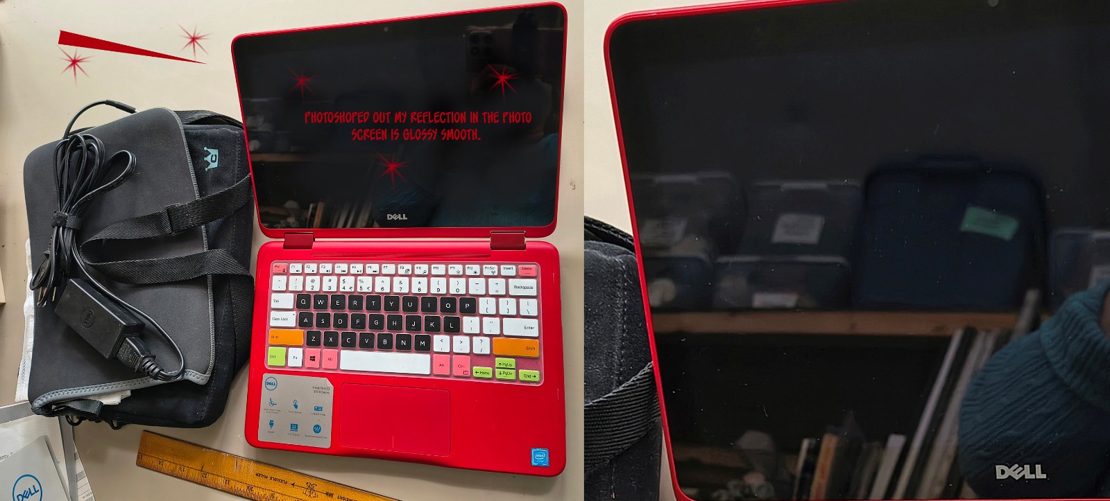 11.6″ RED Dell Inspiron 3000 series Intel 3168 * VG COND w 2 cases * Windows 10