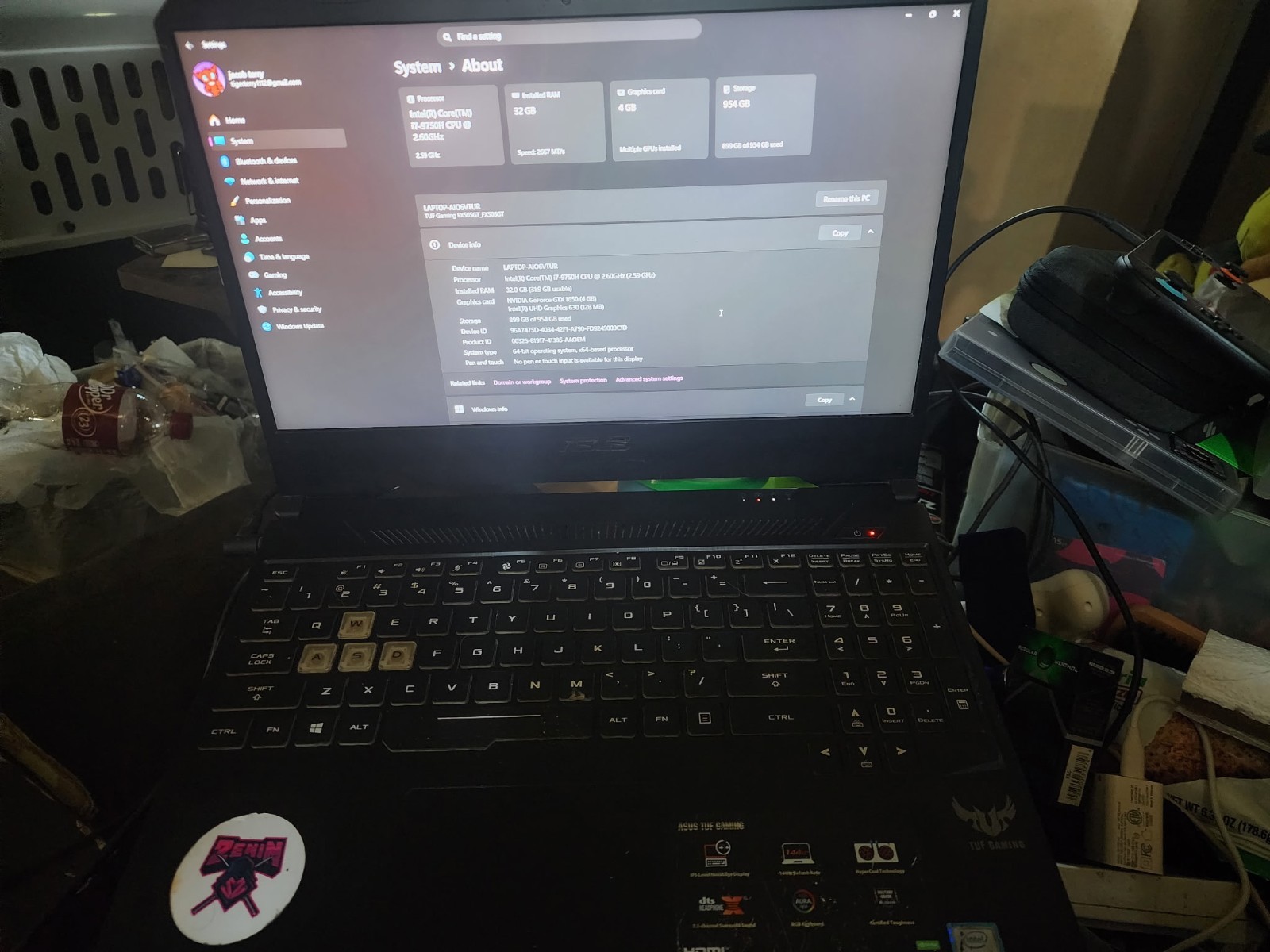 ASUS TUF Gaming FX505GT 15.6″ i7-9750H 32GB GTX 1650 954GB SSD W11