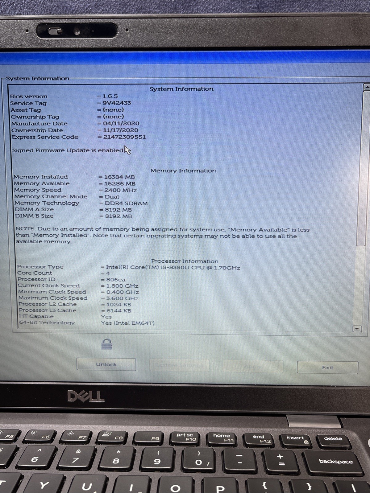 Dell Latitude 5400 Core i5-8350U 1.70 GHz 14 in 16GB RAM 256GB SSD