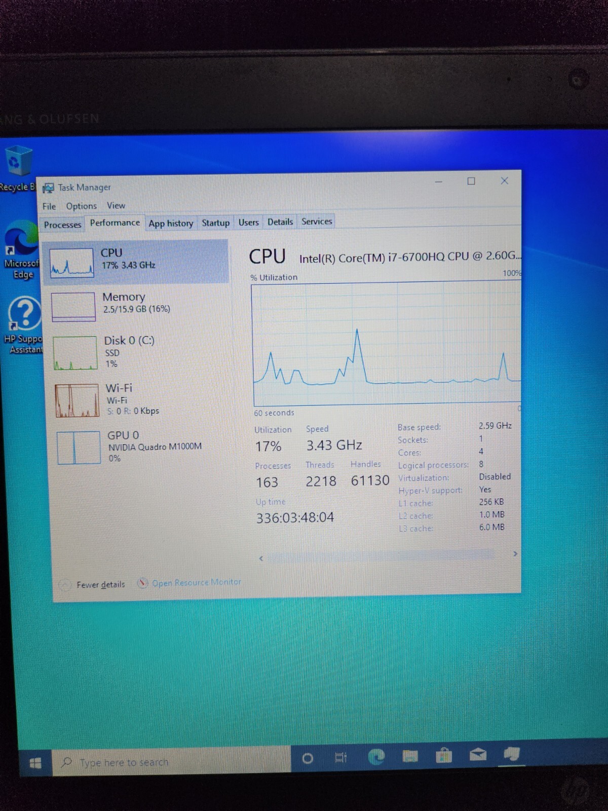 HP ZBook Studio G3 i7-6700HQ 16 GB 256 GB SSD QUADRO M1000M *NEEDS BATTERY*