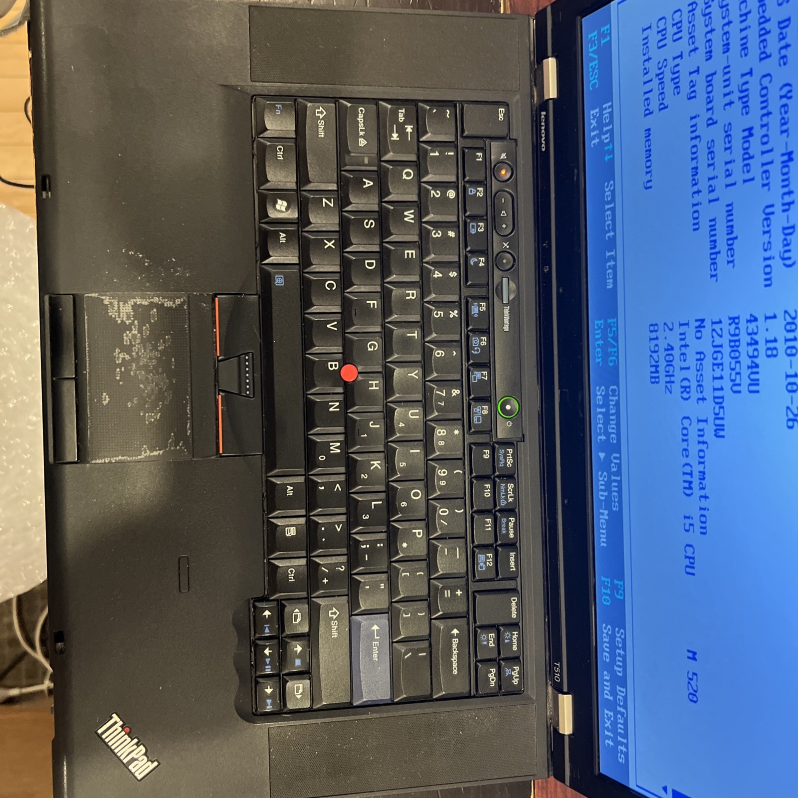 Lenovo ThinkPad T510 Intel i5-M520 2.4GHz 8GB NO HDD