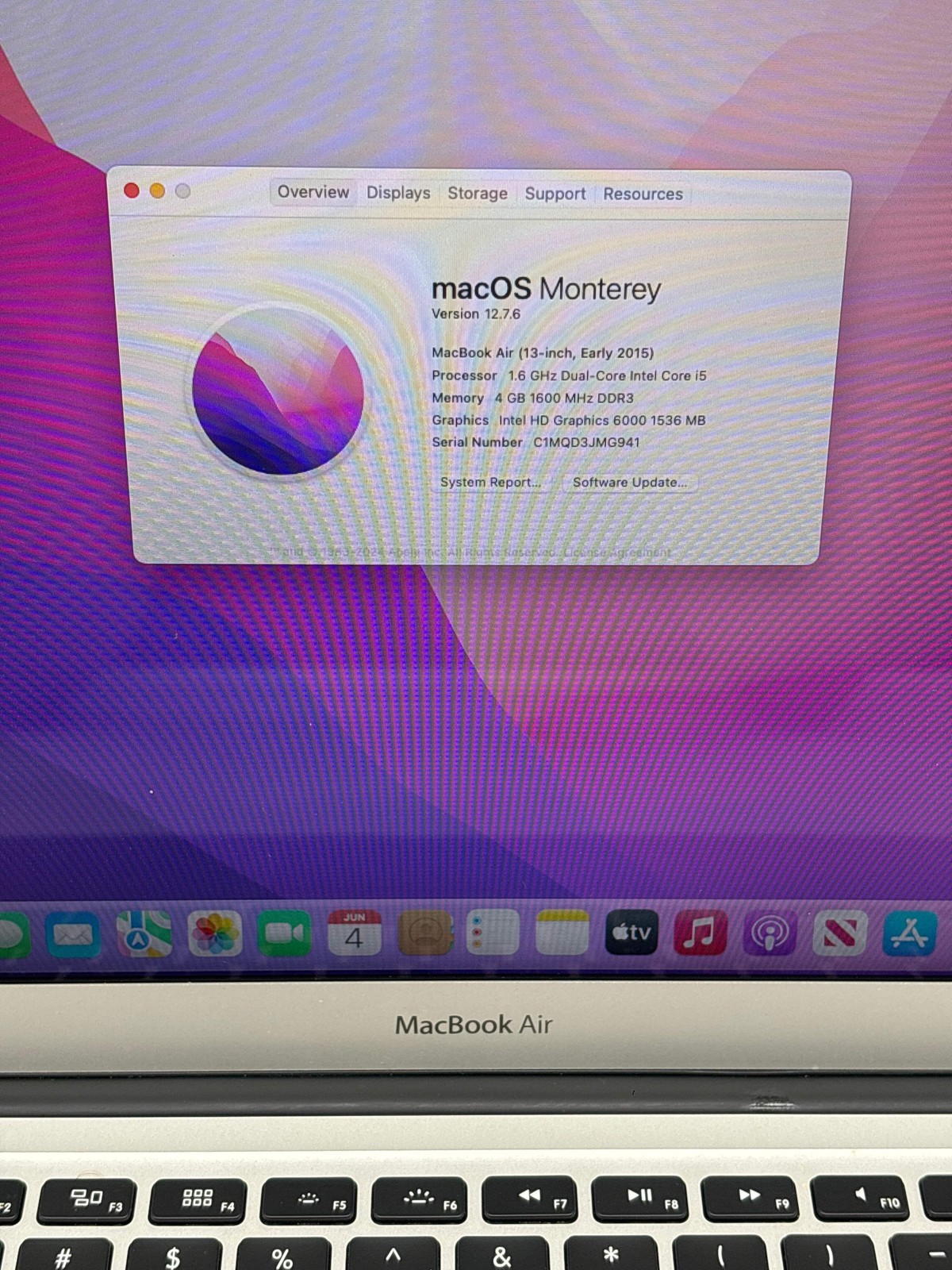 Apple MacBook Air 13″ A1466 2015 Intel Core i5 4GB RAM 256GB SSD Silver – Used