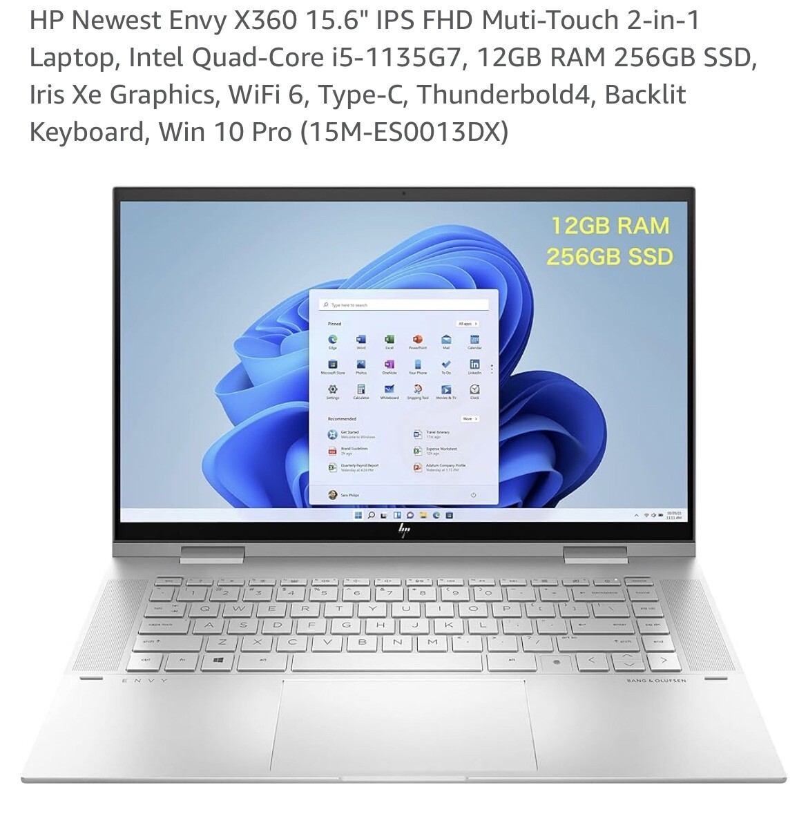 HP Envy 2022 x360 15.6” IPS Multi Touch 2- In 1 Laptop Intel Core i7 Processor