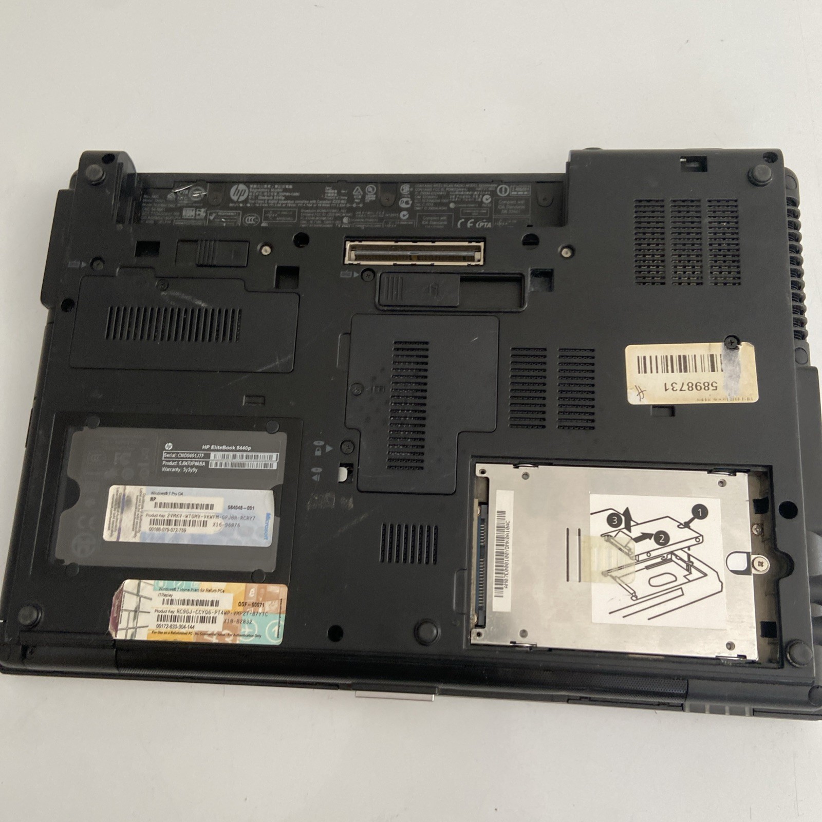 HP EliteBook 8440P Intel i5-M520 2.4GHz 4GB 160GB HD NO COVER , NO BATTERY AS IS