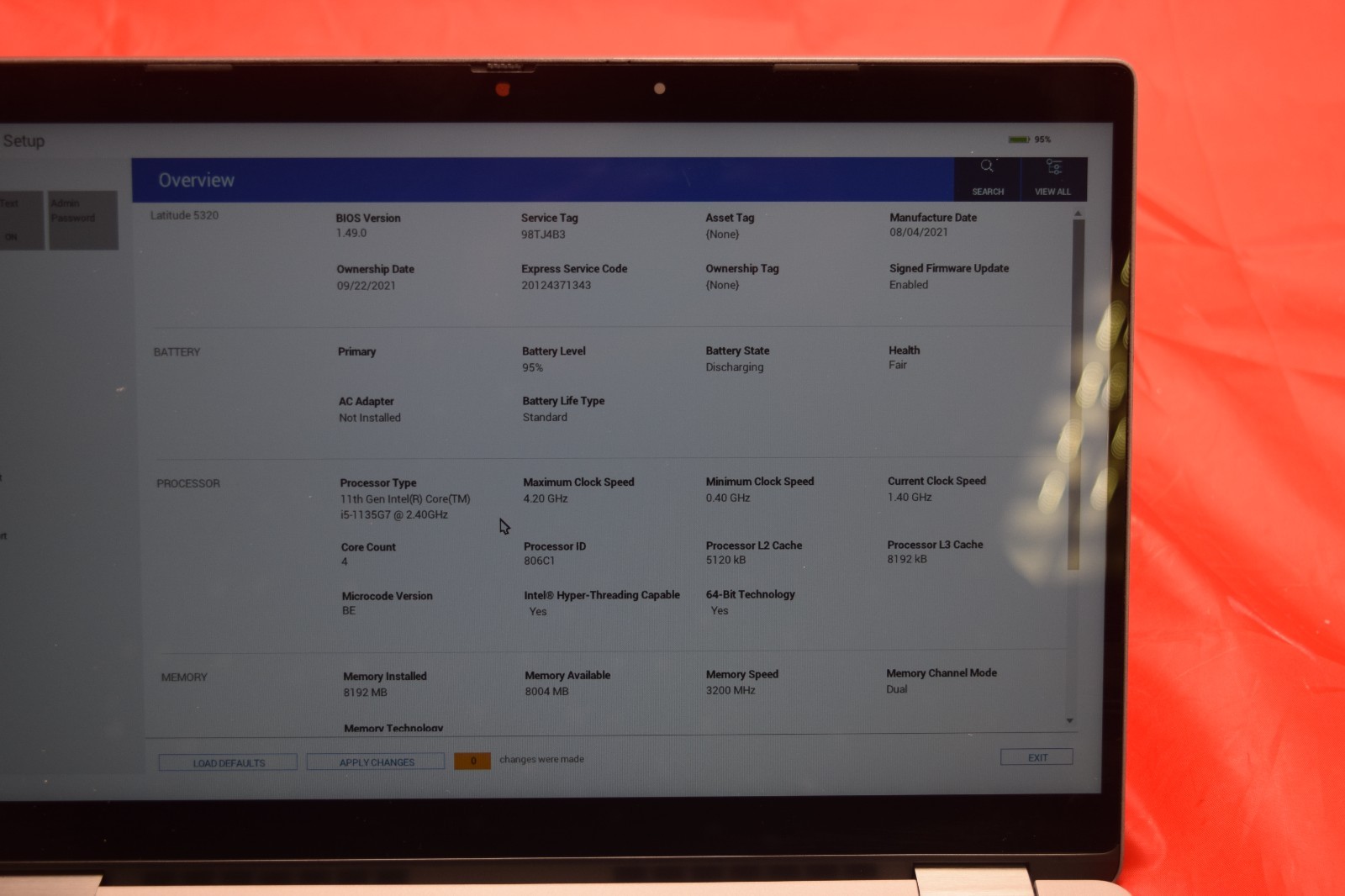 Dell Latitude 5320 Used 13.2″ i5-1135G7, 256GB NVMe, 8GB RAM, Touchscreen