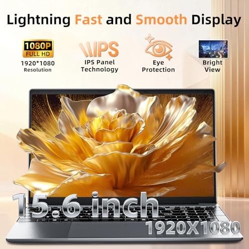 15.6 inch Laptop with Office 365, 12GB RAM 256GB SSD, Win 11 Laptops Gray