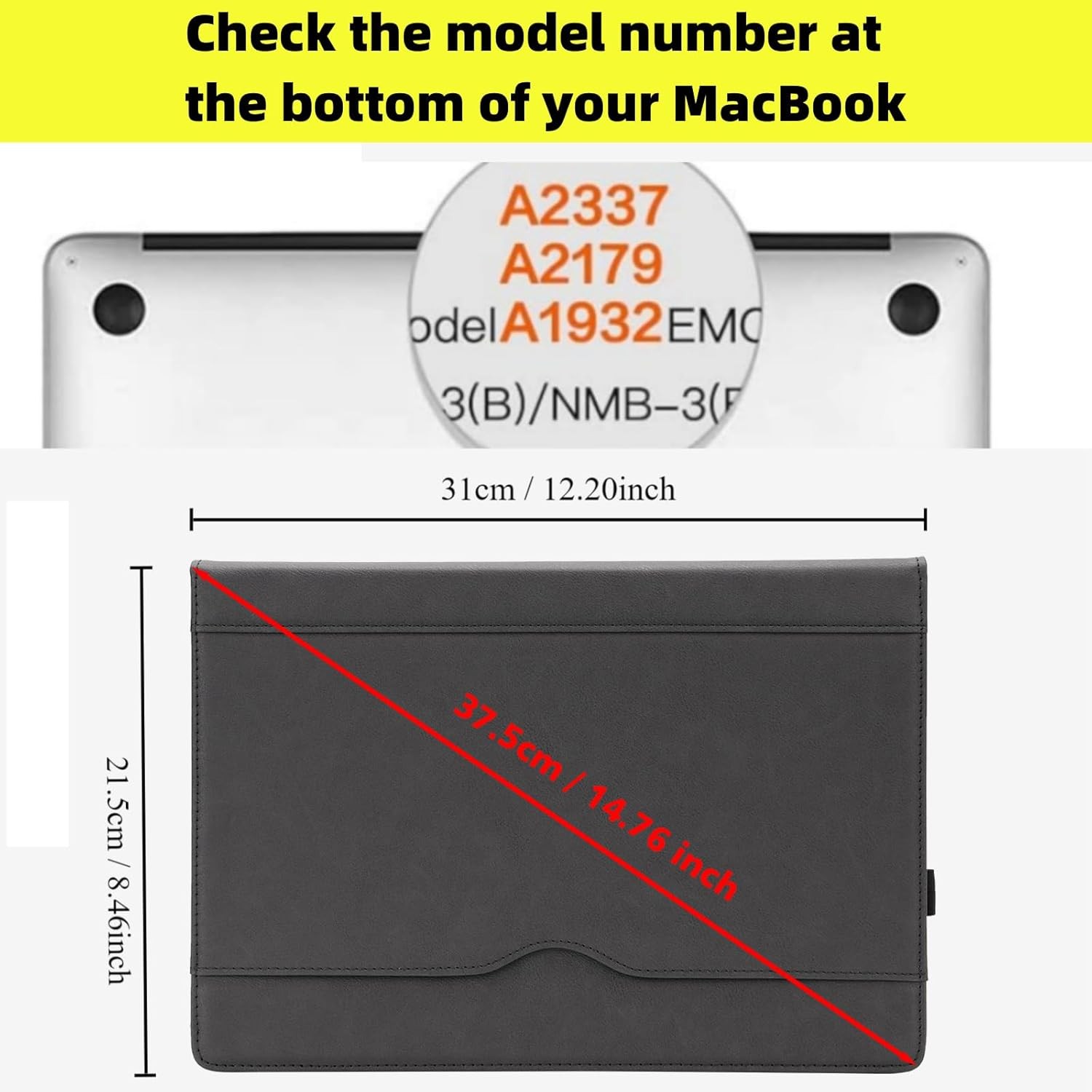 MacBook Air 13 Inch Leather Case, for Model A2337 M1 A2179 A1932 2018-2021