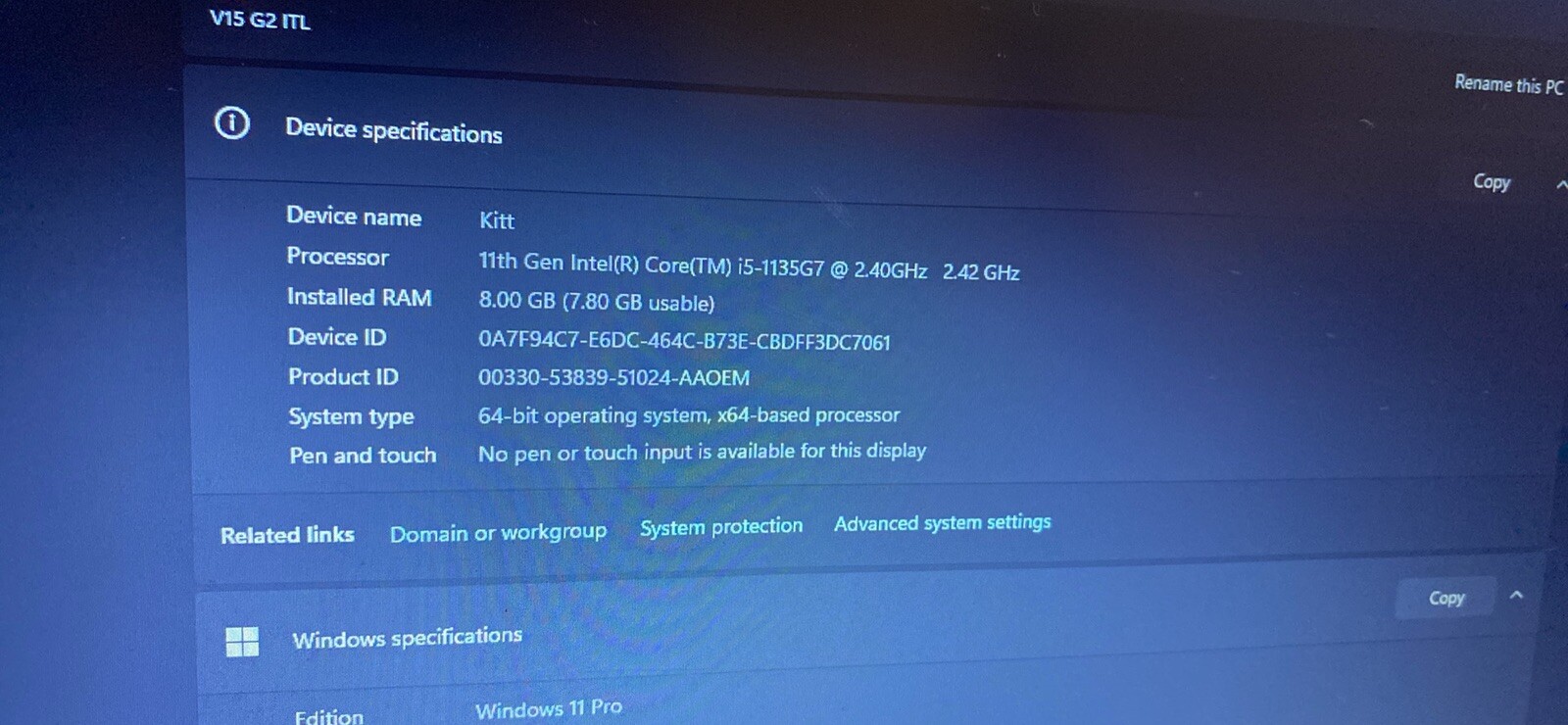 Lenovo V15 G2 ITL 15.6″ (256GB SSD, Intel Core i5 11th Gen., 2.40 GHz, 8GB)…