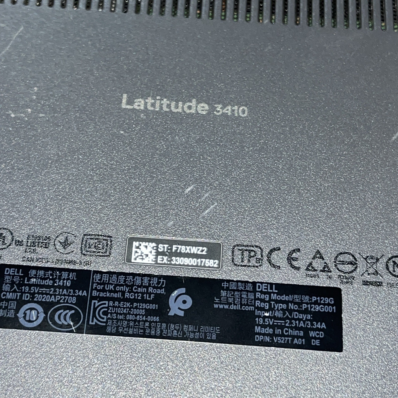 DELL LATITUDE 3410 INTEL CORE I5-10210U 4GB RAM NO HD ,