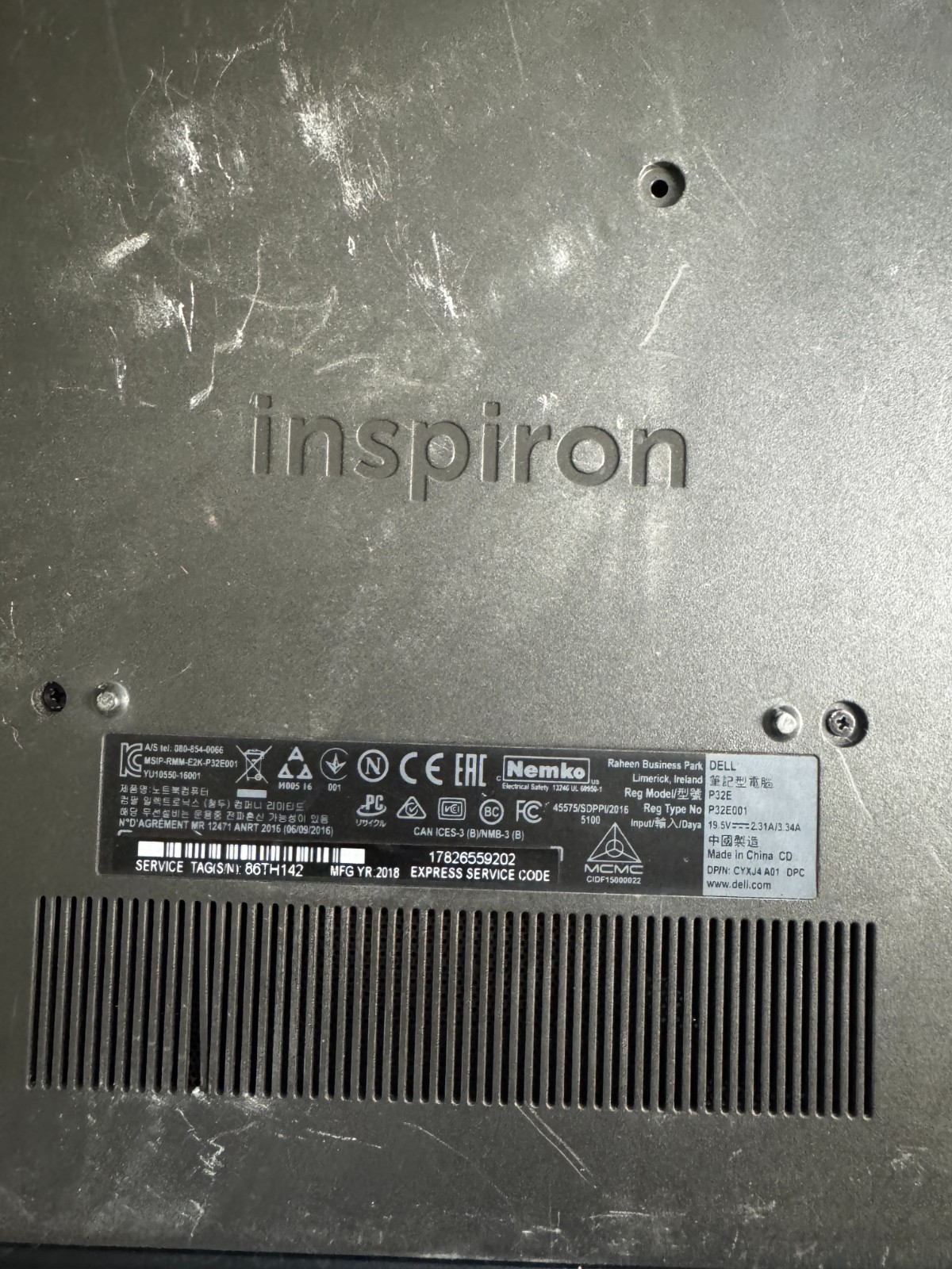 Dell Inspiron 17 5000 Series Core i5 7th Gen Laptop for Parts/Repair #6221