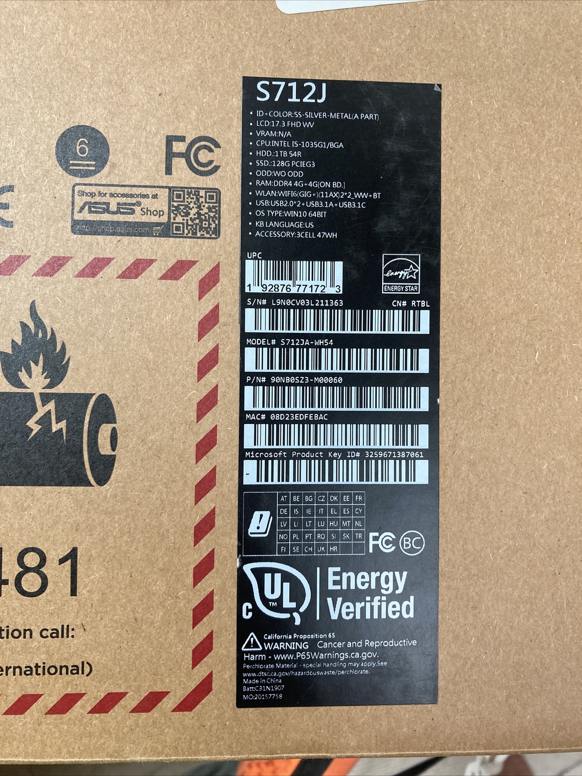 Asus Vivobook S712J Laptop