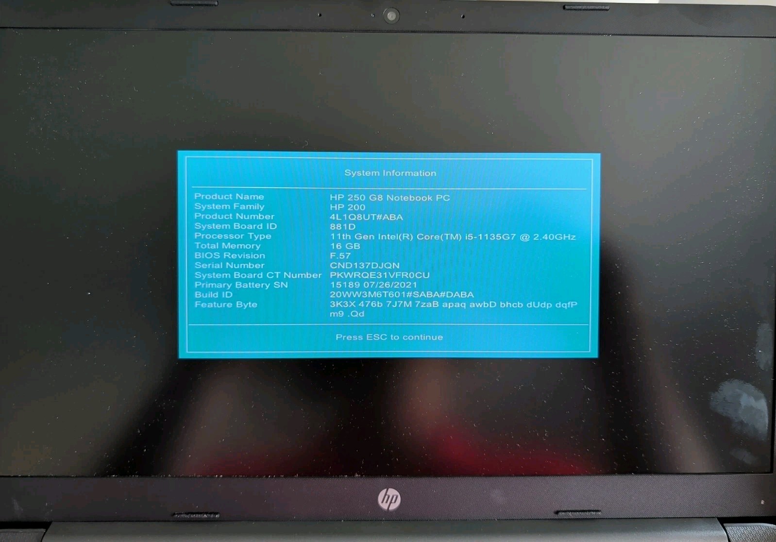 HP Notebook 250 G8 Laptop Intel Core i5-1135G7 @2.4GHz – 16GB Ram