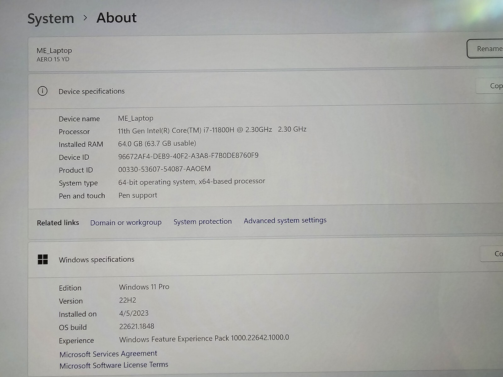 GIGABYTE AERO 15 15.6″ (1TB SSD, Intel Core i7-11800H, 2.3GHz, 16GB RAM, NVIDIA