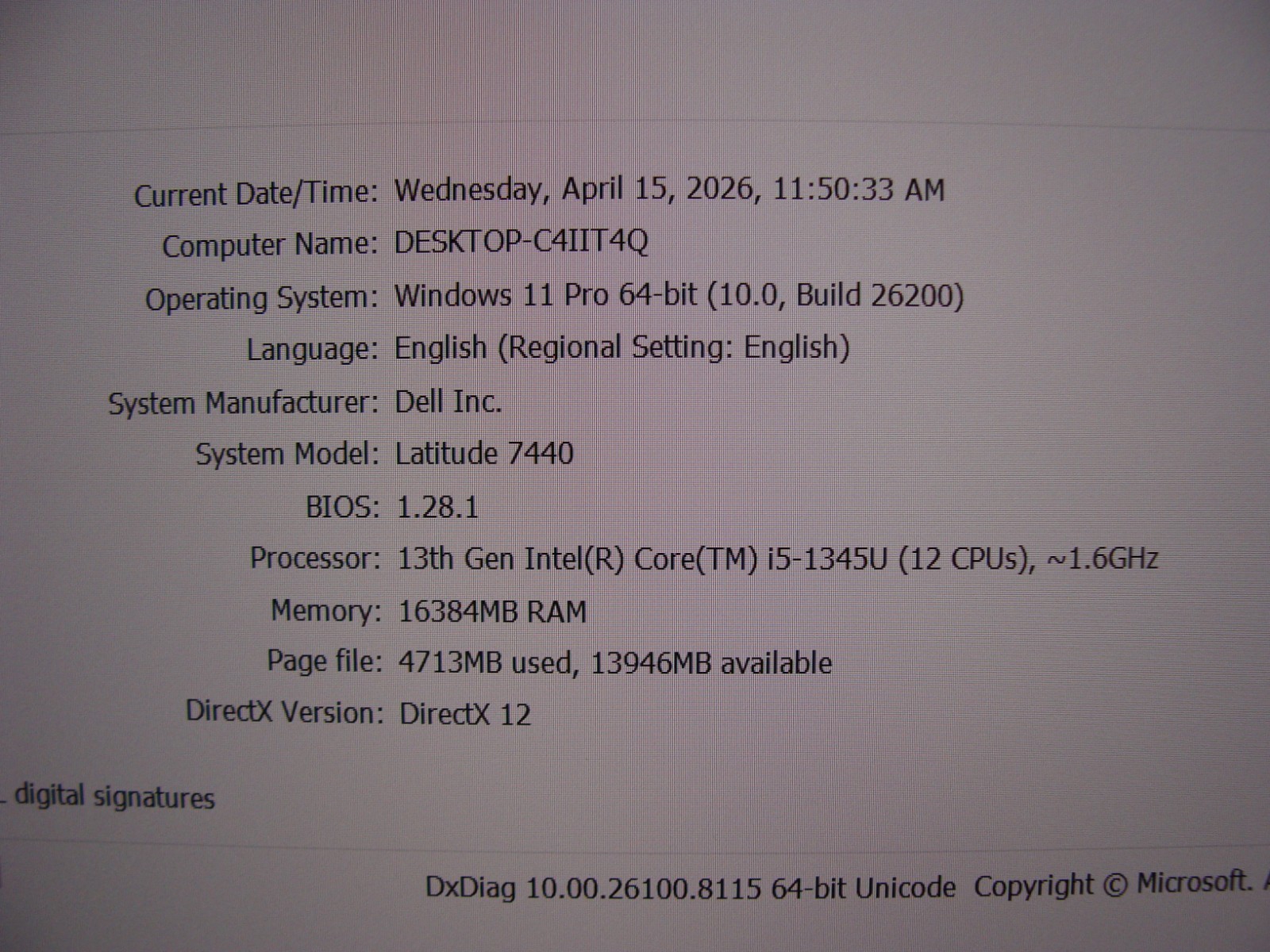 Dell Latitude 7440 14″ WUXGA i5-1345U 1.6GHz 16GB 512GB Win11P Warranty +Charger