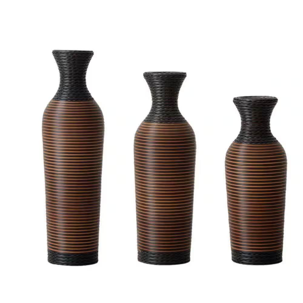 Classic Neat 28 In. Brown Black Cylinder PVC Floor/Desktop Decorative Vase Artif