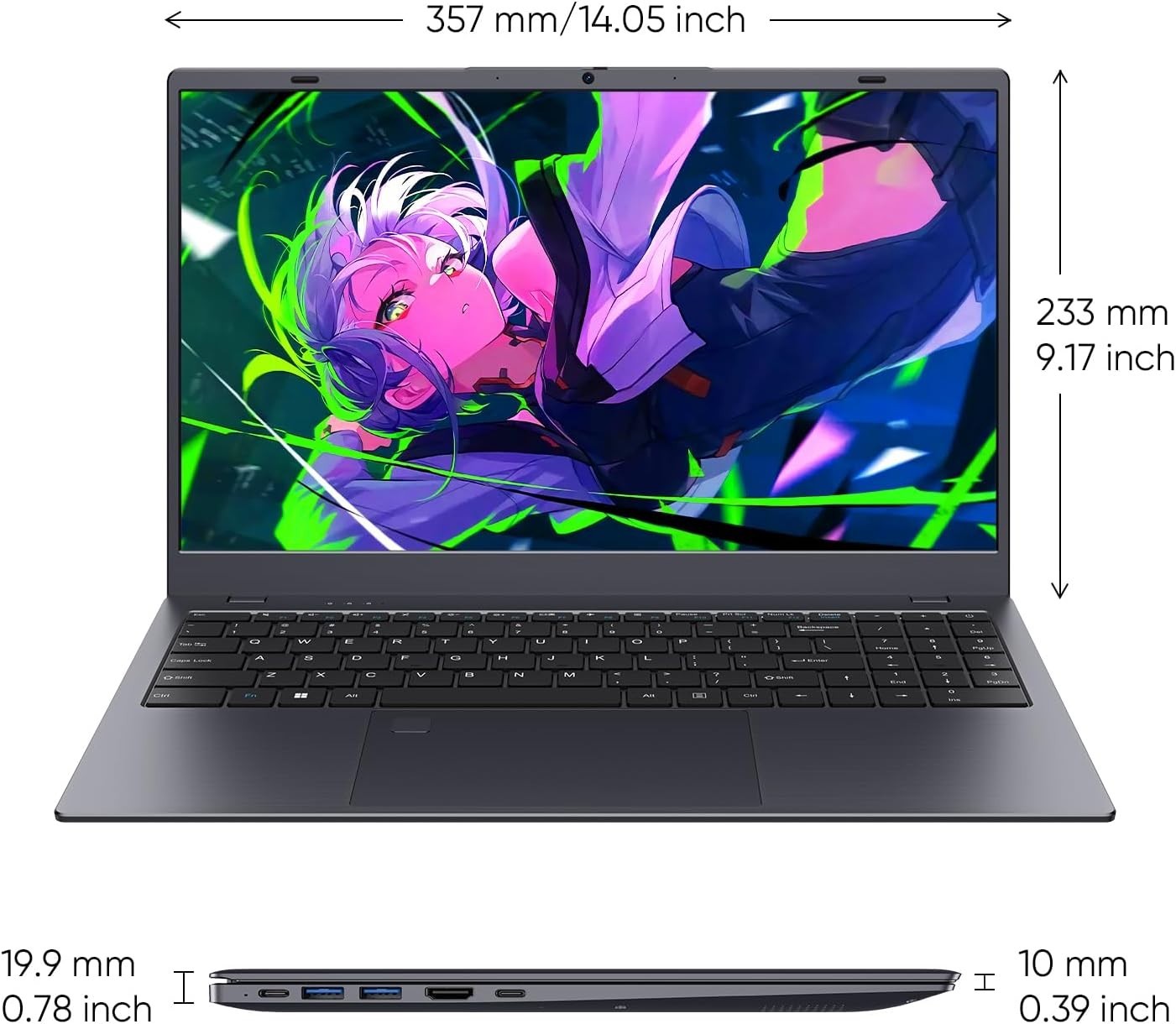Coolby 15.6inch Laptop, 12GB RAM/256GB SSD, 1920×1080 IPS Display, Intel N95