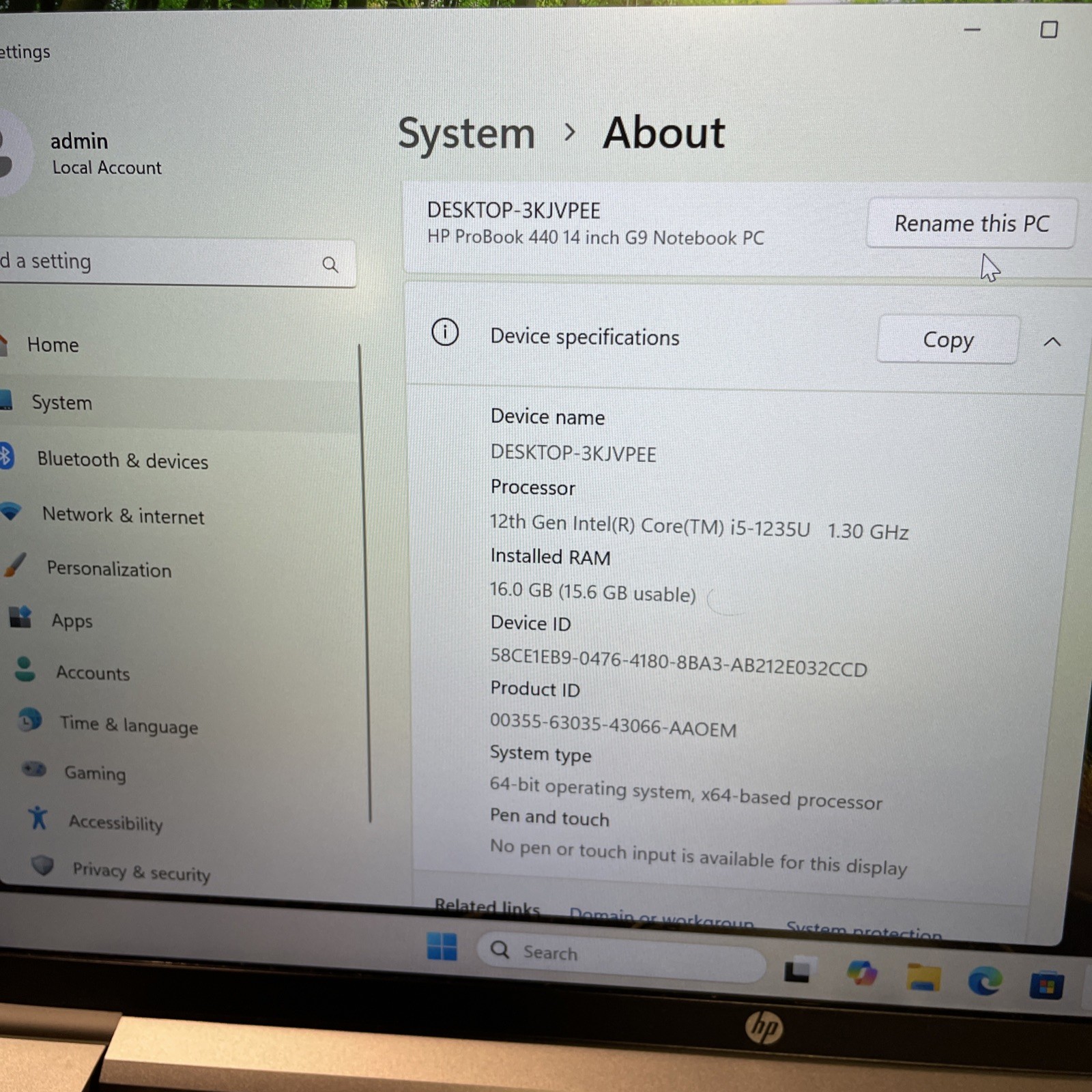 HP ProBook 440 G9, i5-1235U@1.30GHz, 16GB RAM, 256GB NVME, Win 11