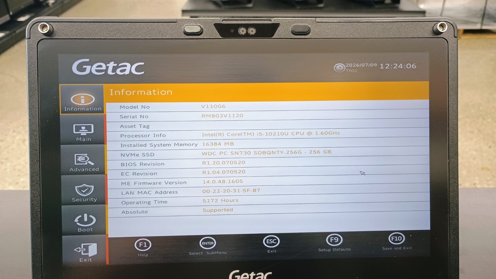 Getac V110G6 Quad Core i5-10210U 1.60GHz – 256GB SSD – 16GB – Win 11 Pro