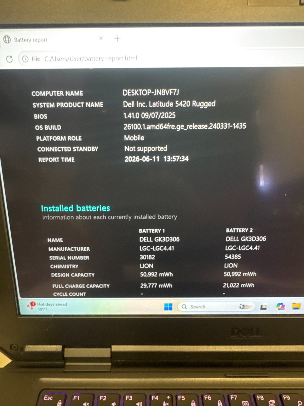 Dell Rugged 5420 i5-8350U 1.7Ghz 16GB RAM 256GB NVMe RX 540 Win11P Cell
