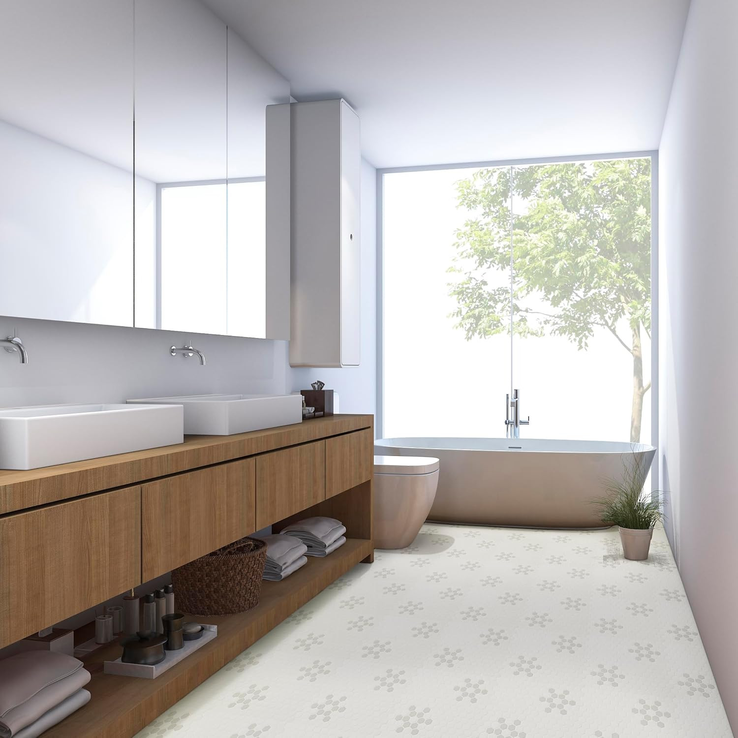Stylish 12×12 Matte Porcelain Tile in White & Gray for Backsplash & Floors