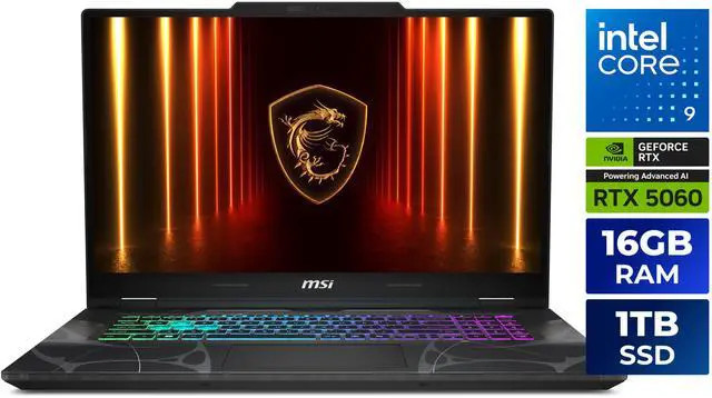 MSI Cyborg 17 17.3 in FHD 144 Hz Core 9 270H 2.70- GeForce RTX 5060 GPU 1TB NVMe