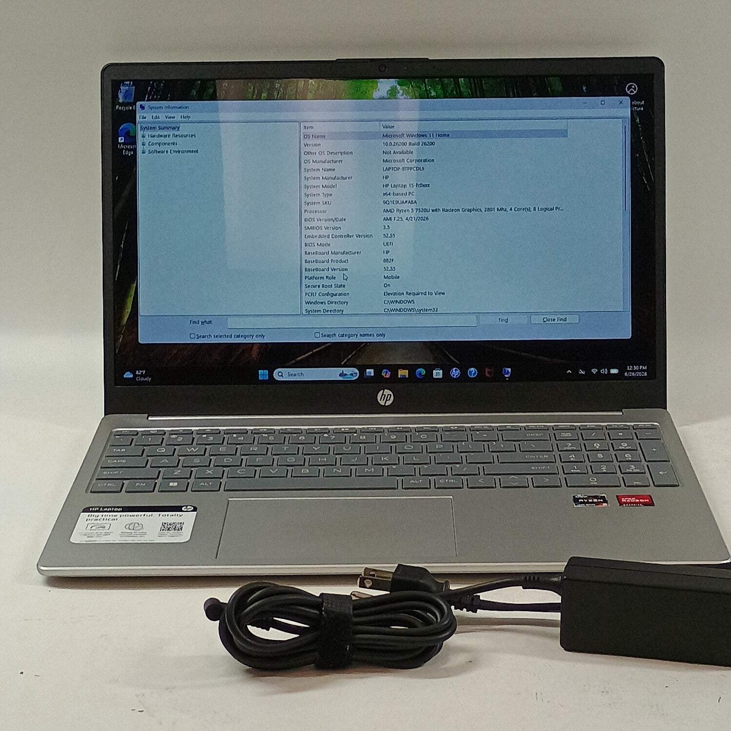 HP Laptop 15-FC0025DX 15.6″ Ryzen 5 7520U 2.8GHz 8GB RAM 512GB SSD