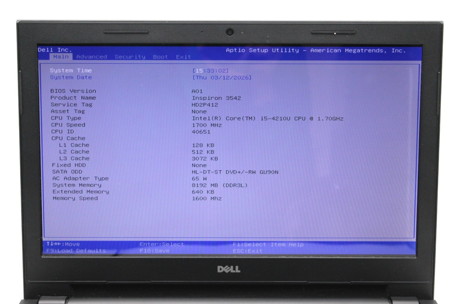 Dell Inspiron 15 i5-4210U@1.7GHz 4GB DDR3 NO STORAGE/OS *USED/TESTED*