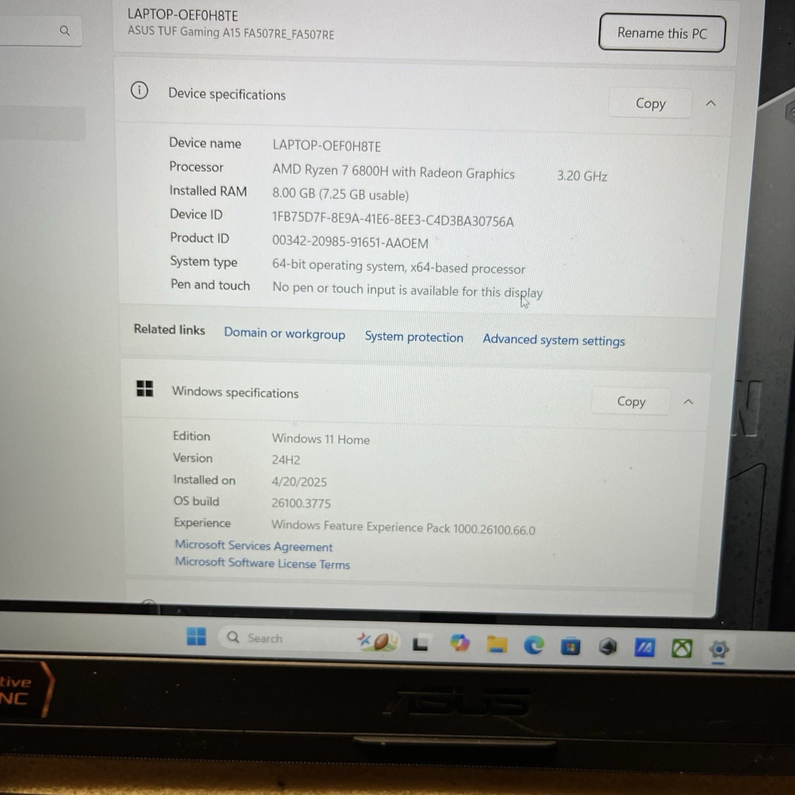 ASUS TUF A15 Gaming Laptops